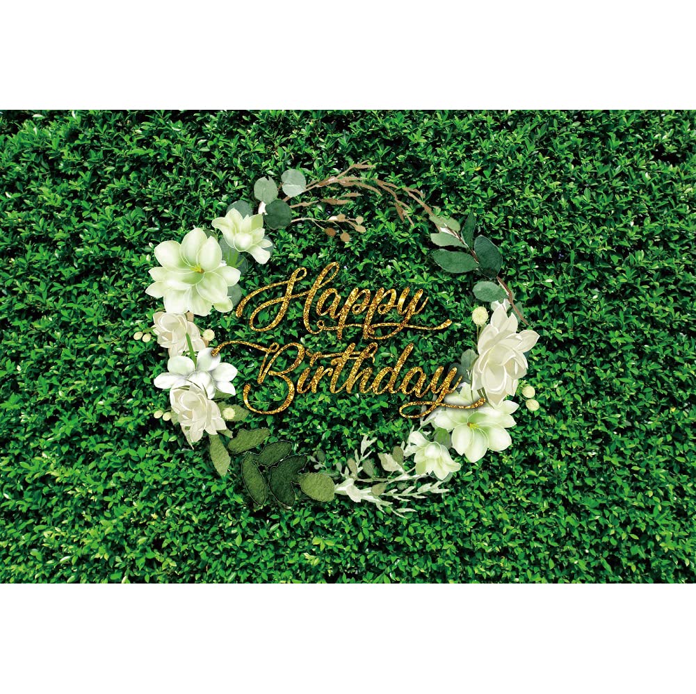 AOFOTO Foto-Hintergrund 2,1 X 1,5 M – Grüne Blätter & Blumen, Vinyl, Für Baby-Shower, Geburtstag & Dschungel-Party