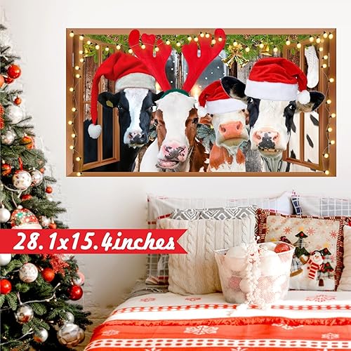 Miniatura 10 de Divertidas calcomanías de pared de vaca, calcomanías de pared de vaca, calcomanías de despegar y pegar, calcomanías 3D con estampado de vaca,