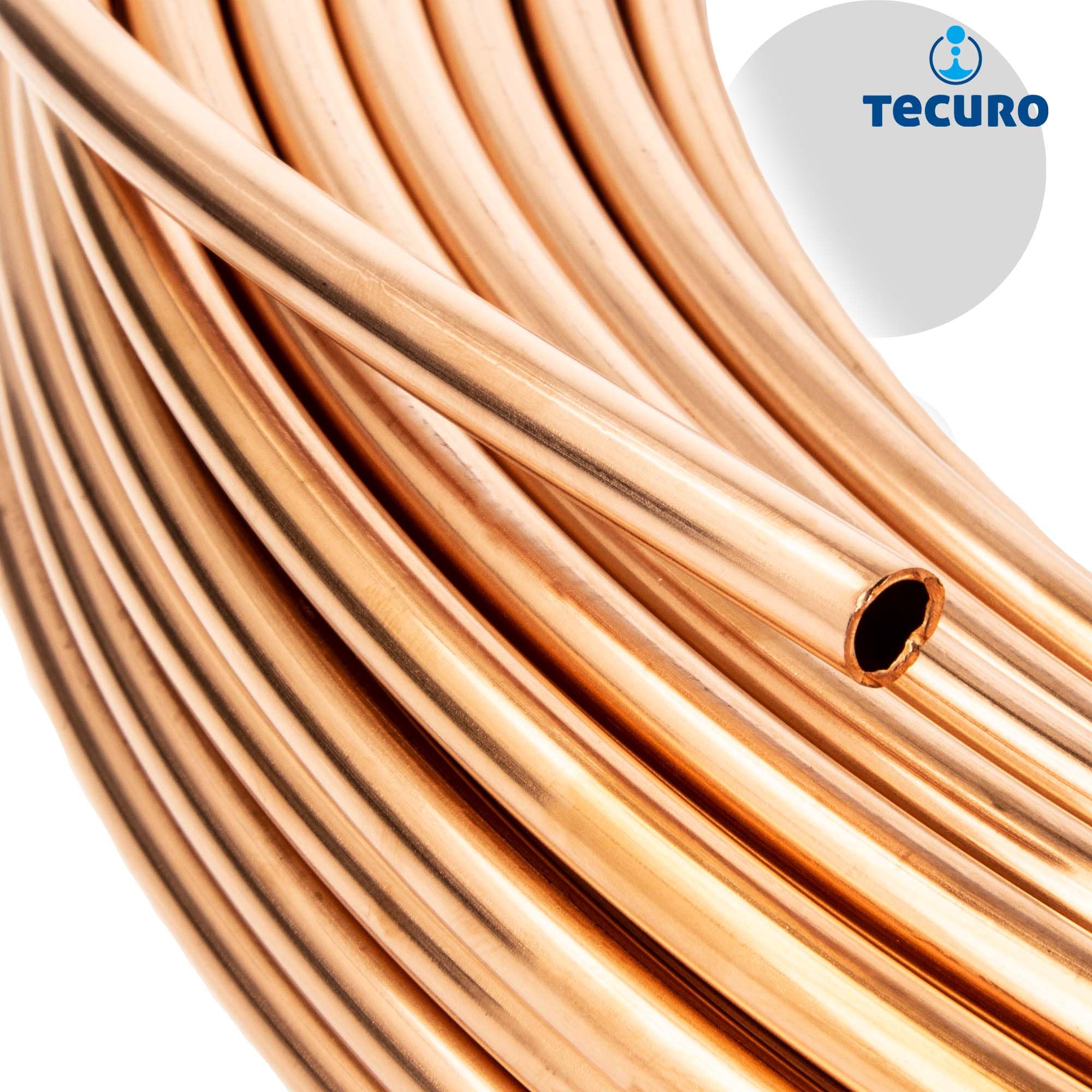 tecuro Rurka miedziana, miękka R220, 10 metrów x średnica zewnętrzna 8 mm, towar sprzedawany na metry, owinięty jako pierścień, zgodnie z normą EN 1057, RAL/DVGW