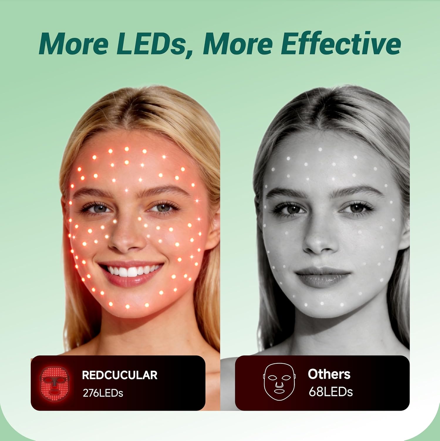 Red Light Therapy for Face-LED Face Mask Light with Cooling Ice Compress Therapy for Anti-Aging, Wrinkle, Acne and Skin Rejuvenation, 4 Light Modes with 850nm NIR,276 LEDs, Gifts for Women/Men, FDA