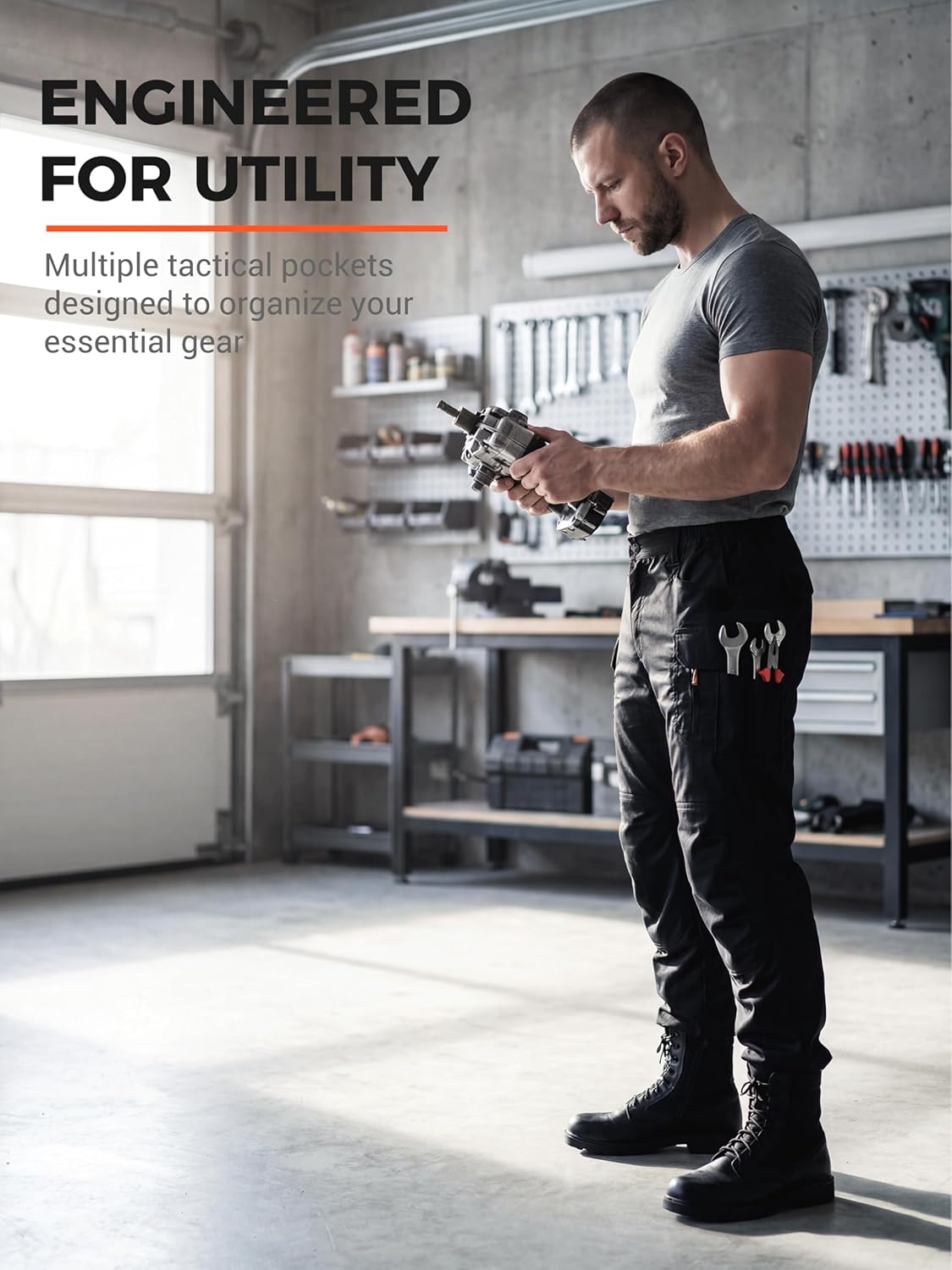 Mens Cargo Tactical Pants Cotton Water Resistant Ripstop Flex Stretch BDU Outdoor Hiking Work Pants for Men - Image 2