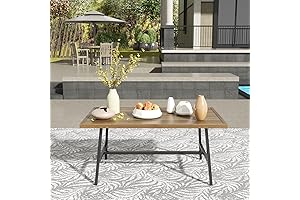NATURAL EXPRESSIONS Outdoor Coffee Table Woodgrain Patio Metal Table: Enhance Your Outdoor Oasis