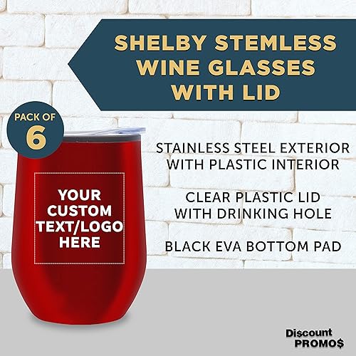 Miniatura 3 de Vasos de vino personalizados sin tallo de 12 onzas, juego de 6, paquete personalizado a granel, aislados, perfectos para vino, cócteles, otras