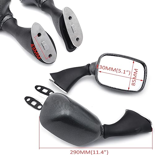 Miniatura 4 de Espejo lateral de motocicleta compatible con Suzuki GSXR600750 2001-2003 1300R Hayabusa 1999-2012 Accesorios de espejo de carbono
