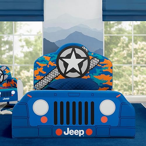 Delta Children - Cama individual tapizada Jeep, azul