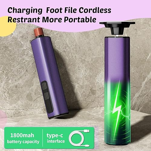 Miniatura 6 de Removedor eléctrico de callos de pies y lima de uñas, removedor eléctrico de callos para pies, 9 velocidades ajustables, 1800 mAh recargable, cuerpo