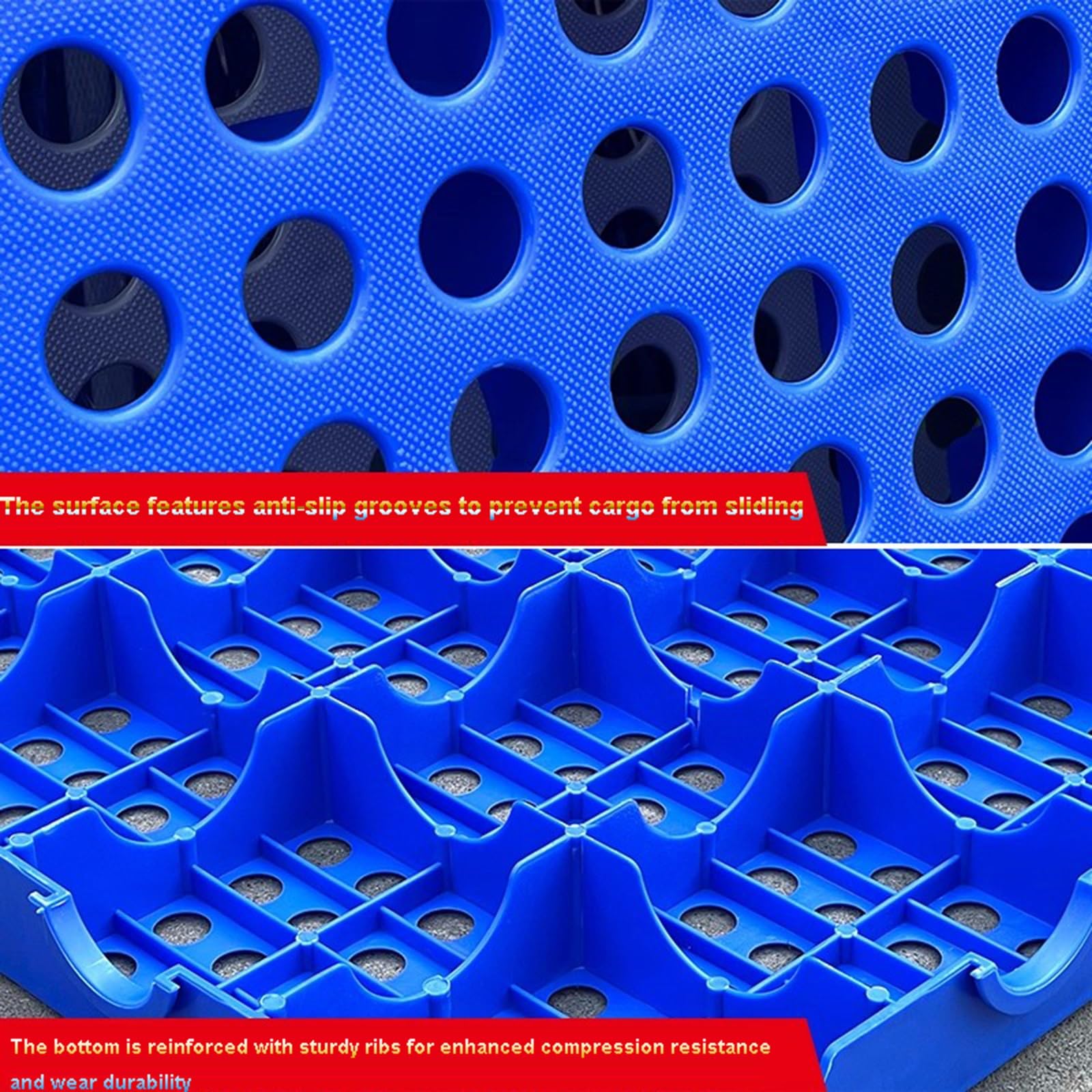 Bastidores de almacenamiento de palés de plástico resistente de 600 x 300 mm, a prueba de humedad, almohadillas de rejilla empalmables y apilables, alta capacidad de carga para almacén y cocina (juego