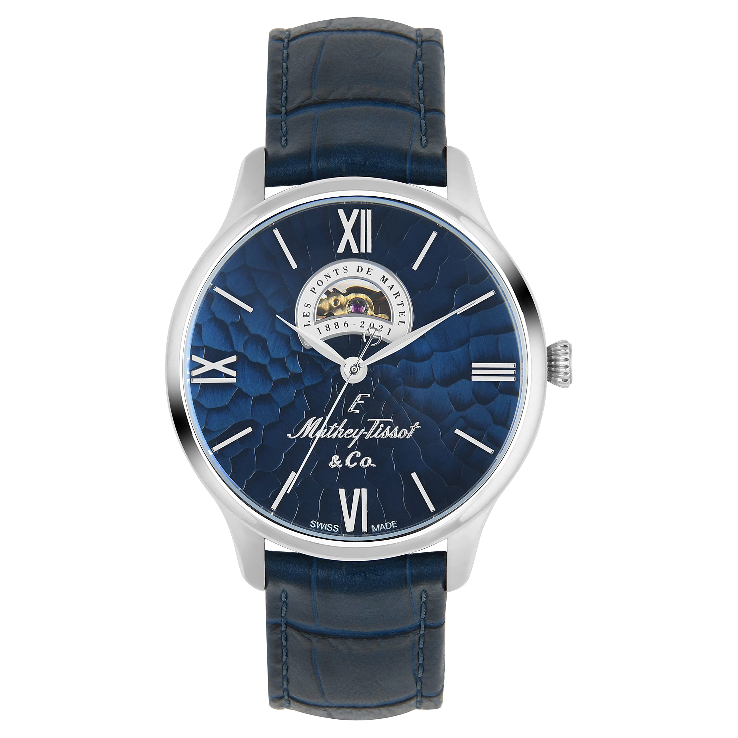 Mathey-Tissot Leather Swiss Made Automatic Analog Blue Dial Men Watch - Mc1886Abu, Blue Band (B09JL31BY7) Amazon Price History, Amazon Price Tracker