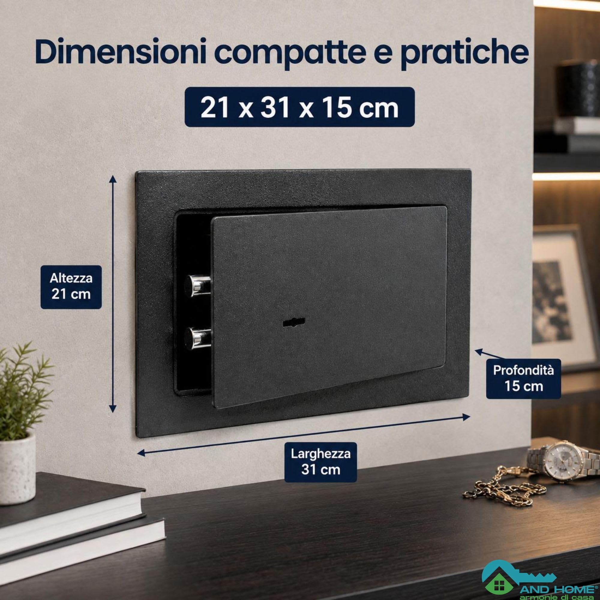 Cassaforte a Muro con Chiave (21 x 31 x 15) - Acciaio Speciale