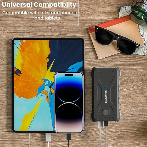 Miniatura 8 de Banco de energía resistente e impermeable de 20000 mAh con linterna, cargador portátil USB-C de 18 W para exteriores, campamento. Para iPhone 16,