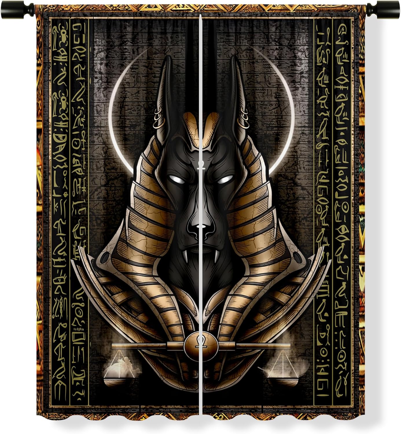 Fantasy Ancient Egypt Landscape Rod Pocket Curtains - Cool Mysterious Egyptian Concept Art Window Curtain Room Darkening Blackout Curtains Thermal Insulated Curtains for Bedroom 2 Panels 54L x 21W