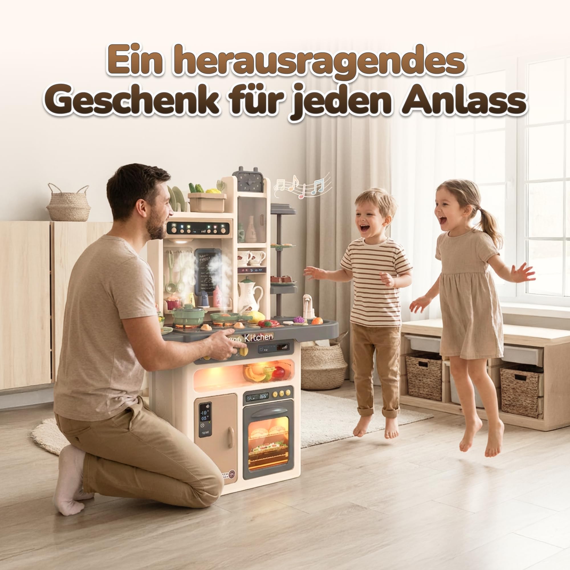 Kinderplay zestaw kuchenny, kuchnia dla dzieci - światło, woda, para, dźwięk, akcesoria kuchenne, KP3297