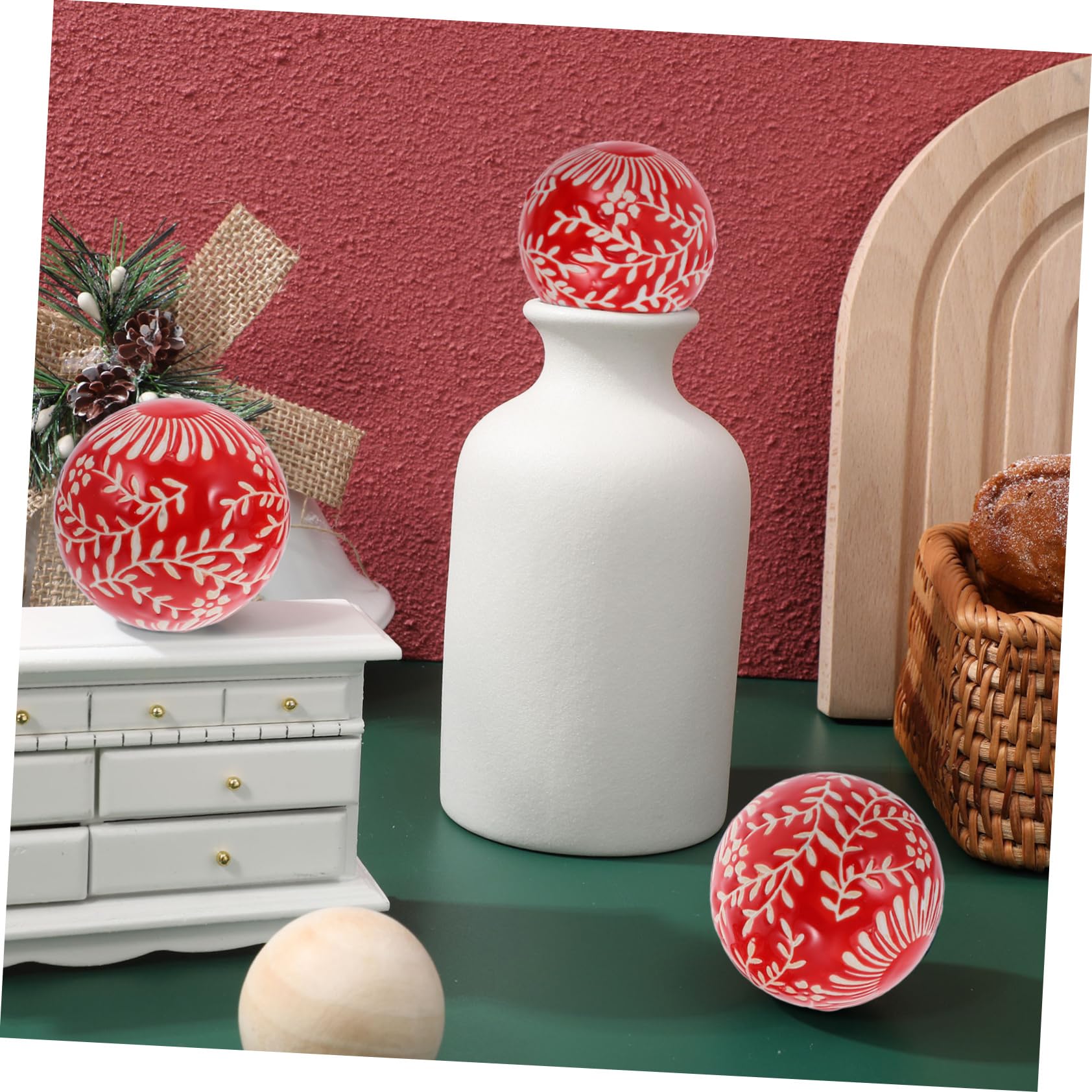 Exclusieve Global Sierlijke Kashmir Art Papier Mache Set 3 Bloemen Kerstbal Decoratie Ballen Xmas Gift Exclusieve Global Sierlijke Kashmir Art Papier Mache Set 3 Bloemen Kerstbal Decoratie Ballen Xmas Gift