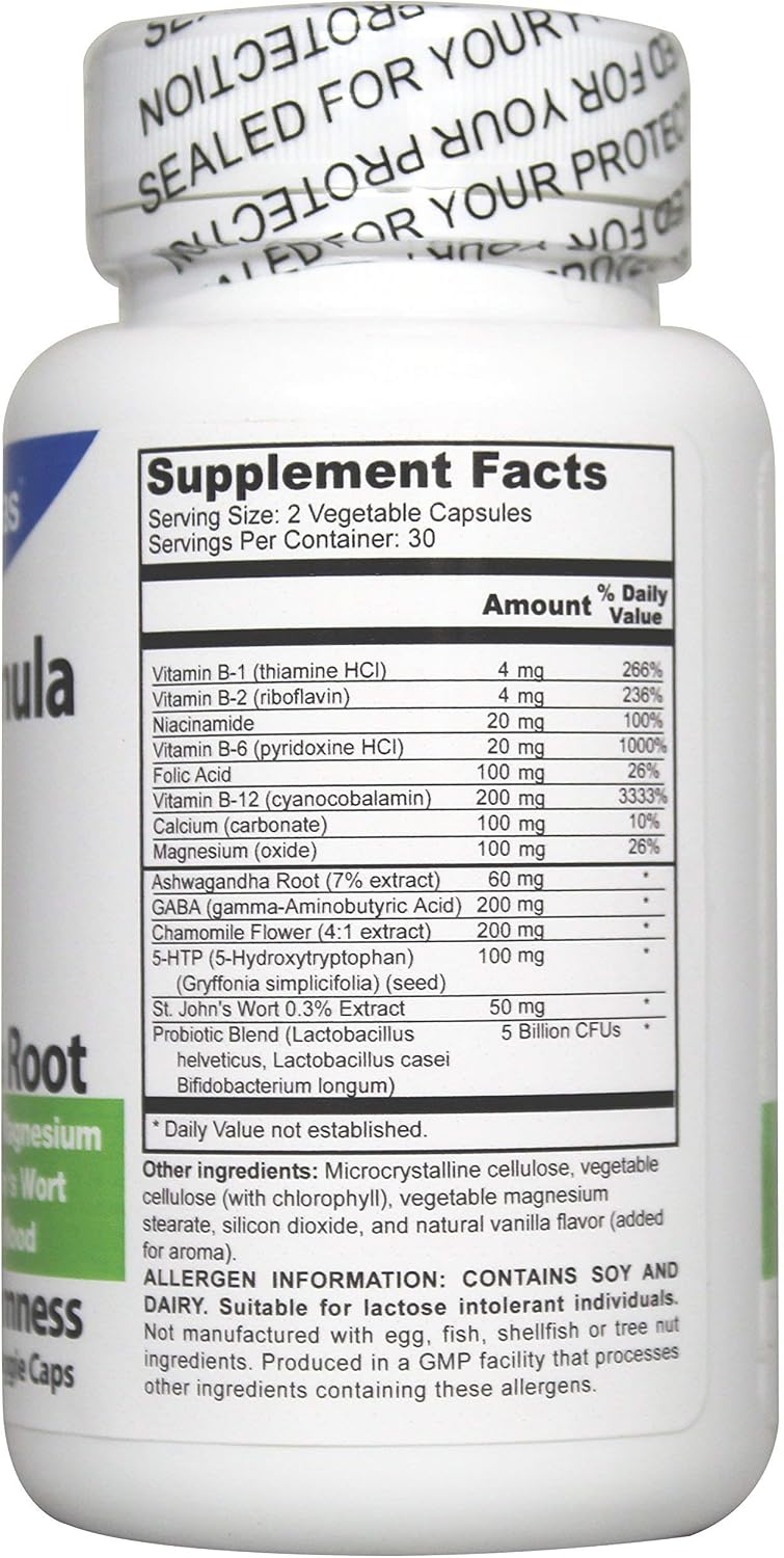 DrFormulas Mood Boost Probiotics with Stress B Complex Vitamins for Kids, Women, Men | Nexabiotic Supplement with Ashwagandha Capsules, St Johns Wort, GABA, Magnesium for Calm