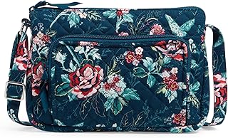 Bolsa transversal hipster pequena com proteção RFID, algodão reciclado rosa, Rose Toile - Algodão reciclado