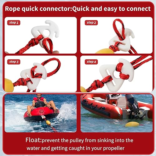 Miniatura 3 de DockMoor Water Ski Rope 75 ft 4 Sections with Self Centering Boat Tow Harness 12 ft
