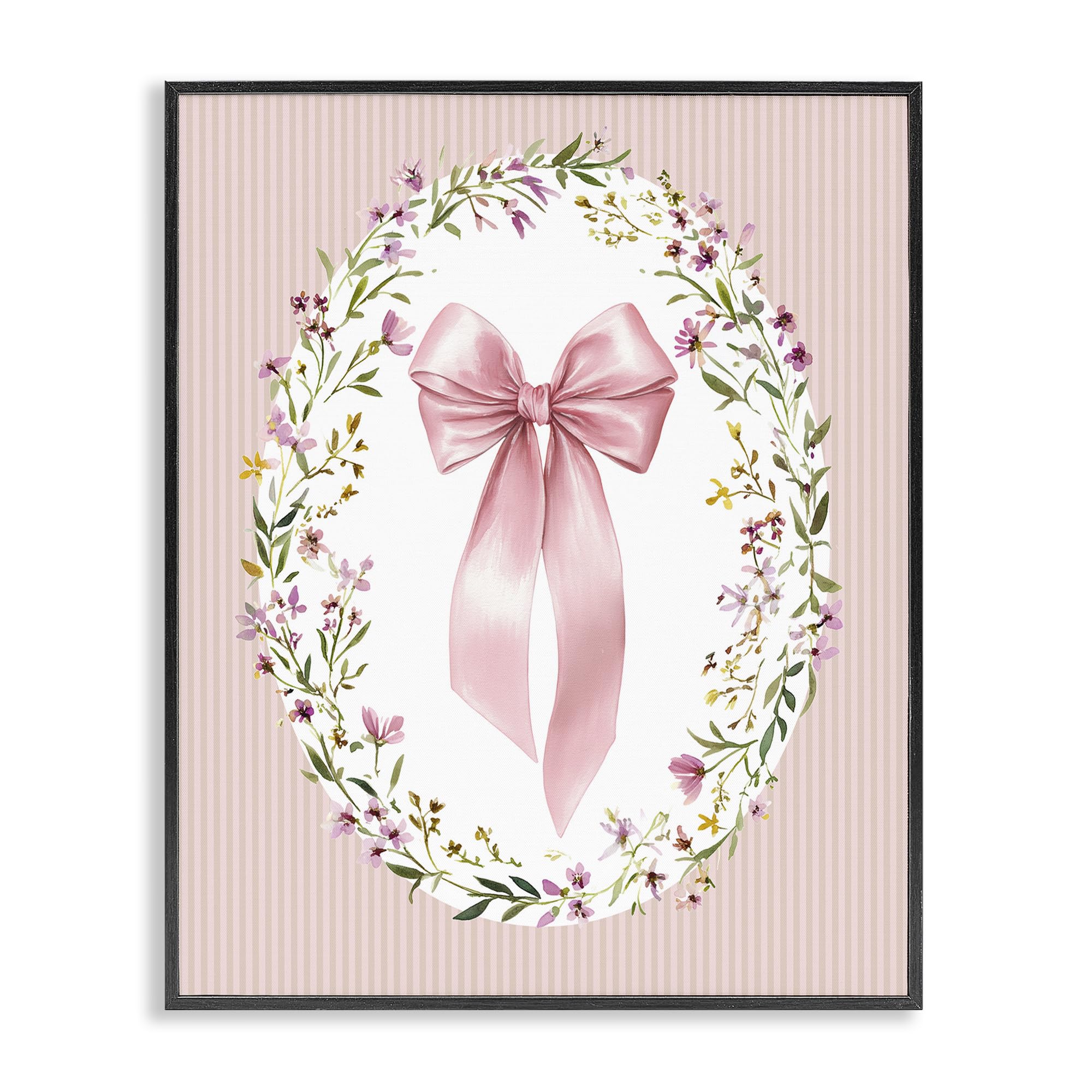 'Ribbon with Oval Florals'| Framed Giclee Art