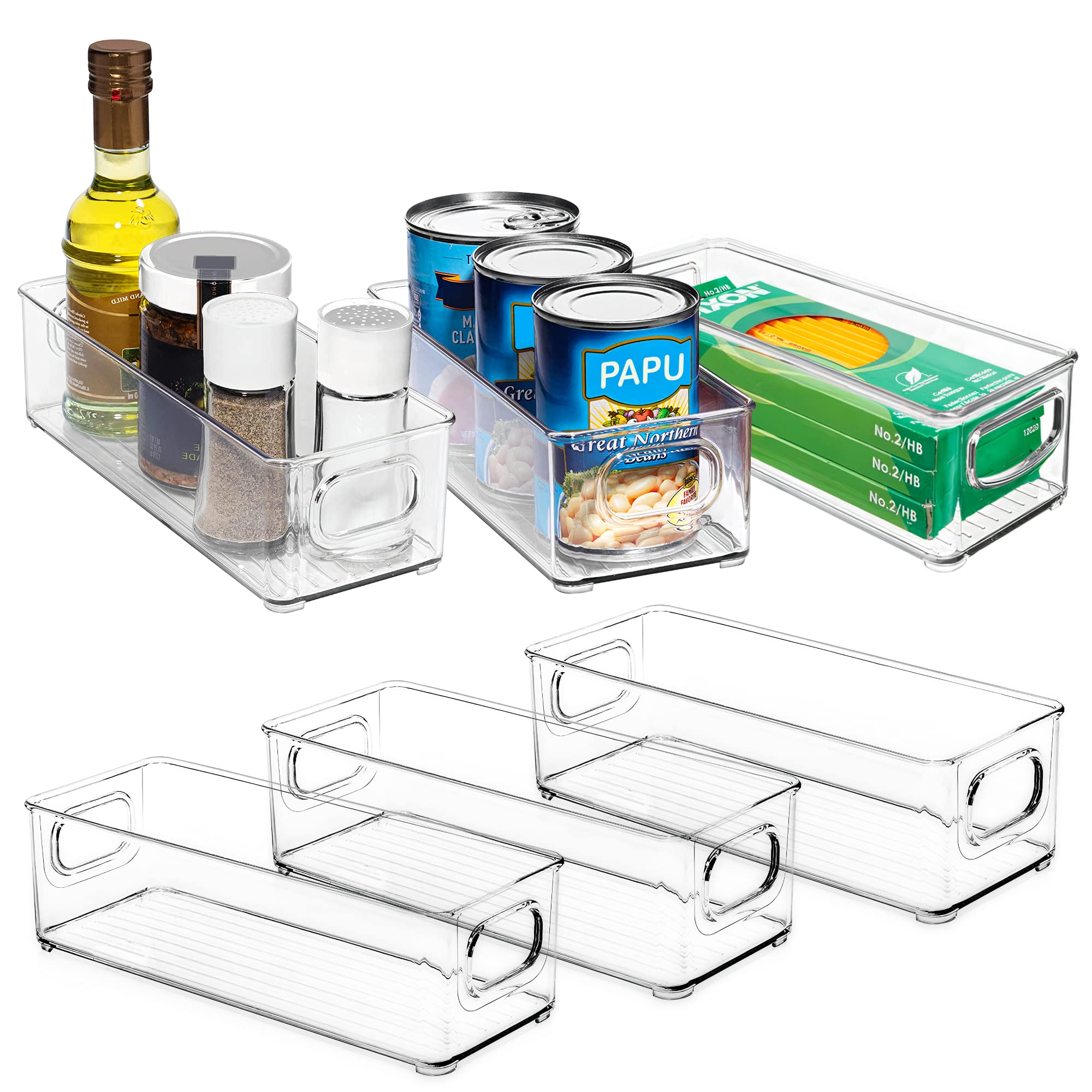 e world unbox happiness6 Stackable Pieces, Kitchen & Fridge Organizer Set | Kitchen Organizers and Storage Containers | It Has Thickened Bottom, Curved Handles | BPA Free & Food Grade-Material