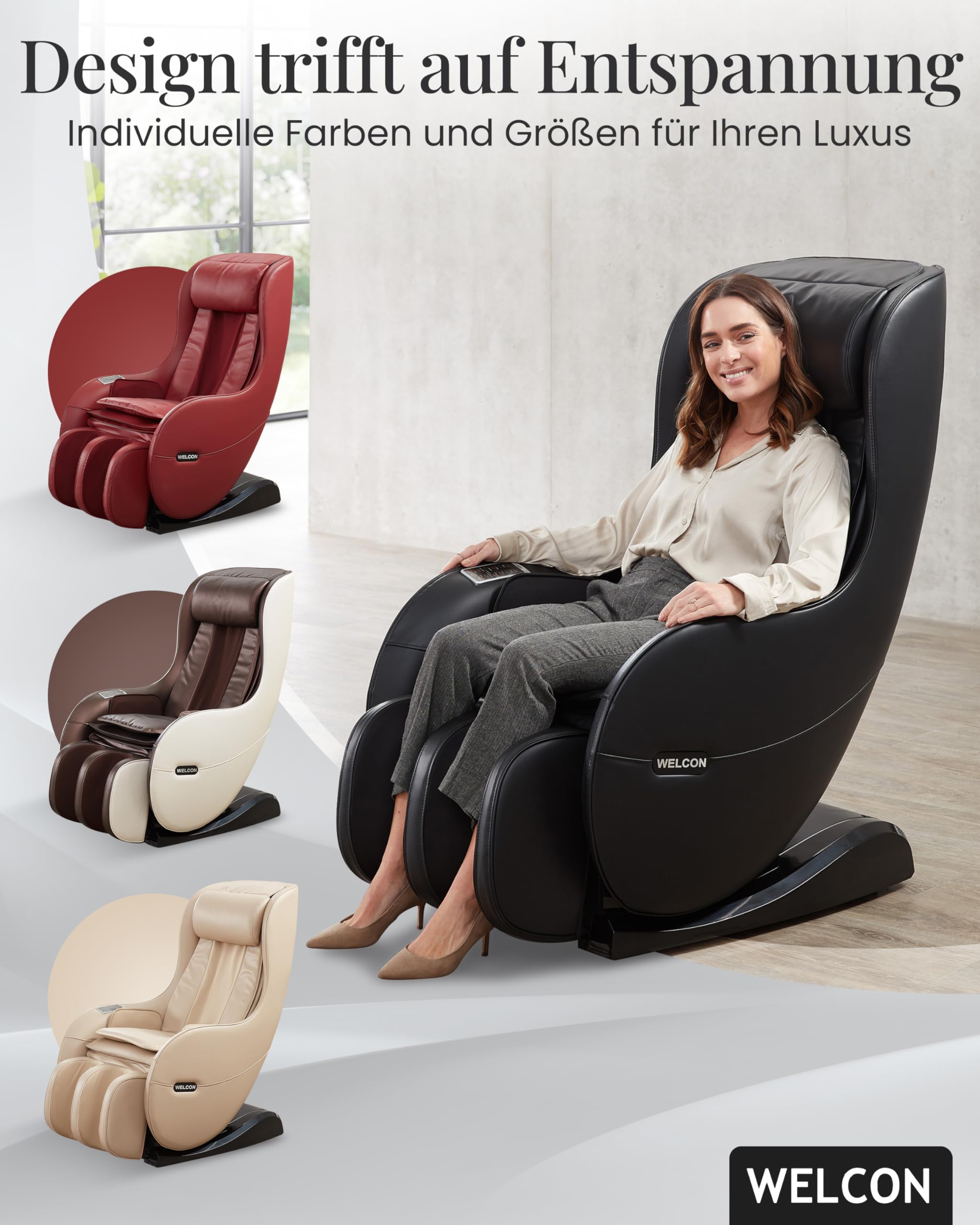 WELCON EASYRELAXX Massagesessel Schwarz mit L-Shape, Knet- & Klopfmassage