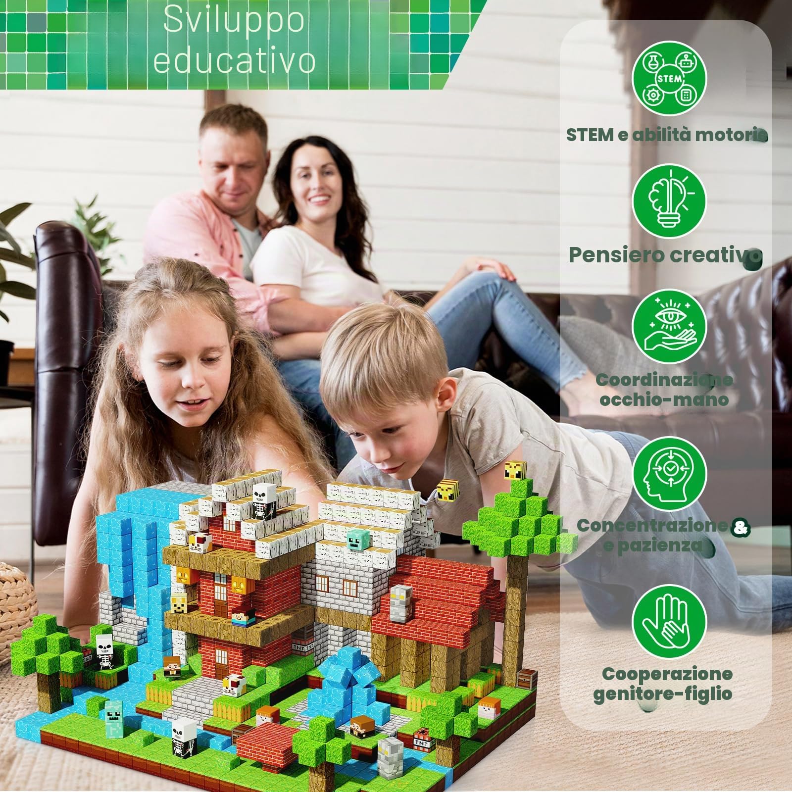 ToyUnited Costruzioni Magnetiche con Portale Magico - 200 Pezzi per Avventure nel Bosco Incantato | Giocattolo Educativo per Bambini 3-7 Anni
