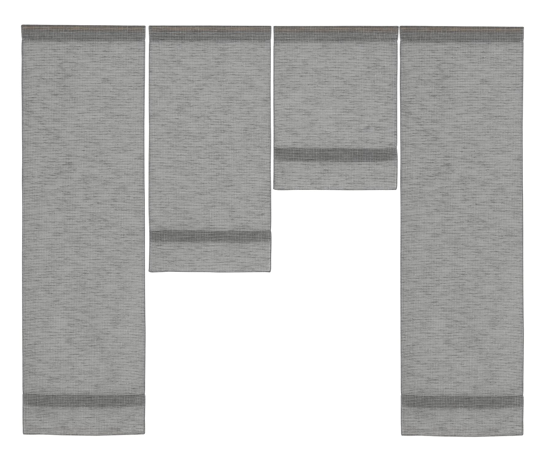 Design Mini Flächenvorhang Set grau kariert | 4050-04 | 4 Teile | Scheibengardine Gesamtbreite 120cm (4x30cm) Höhe 80/60/40/80cm |