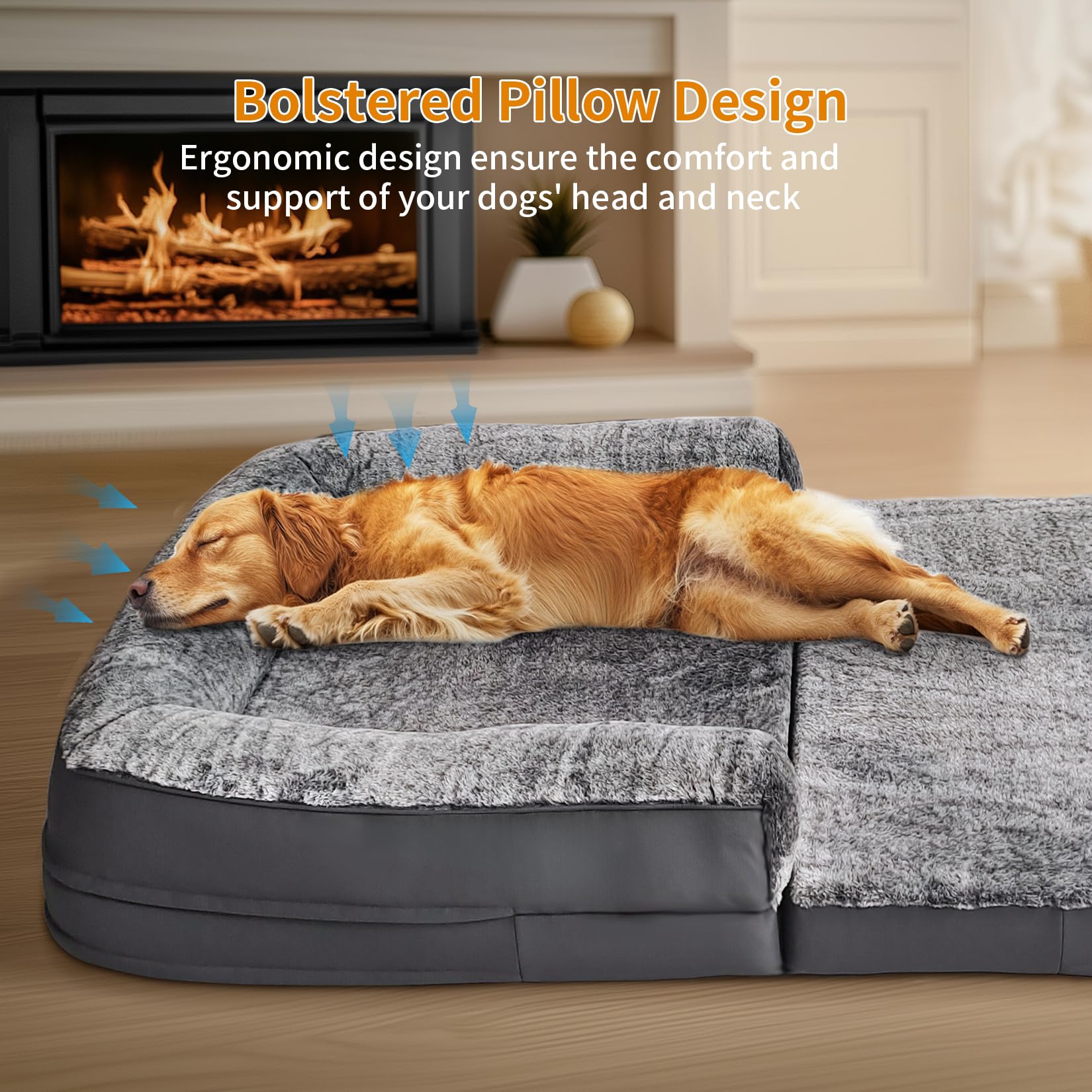 BingoPaw Lit pour Grand Chien Taille Humaine: 180x95x10cm Panier Géant Pliable 2 en 1 pour Gros Chien et Humain, Coussin Orthopédique Grande Taille - Canapé Chien avec Housse Dehoussable et Lavable