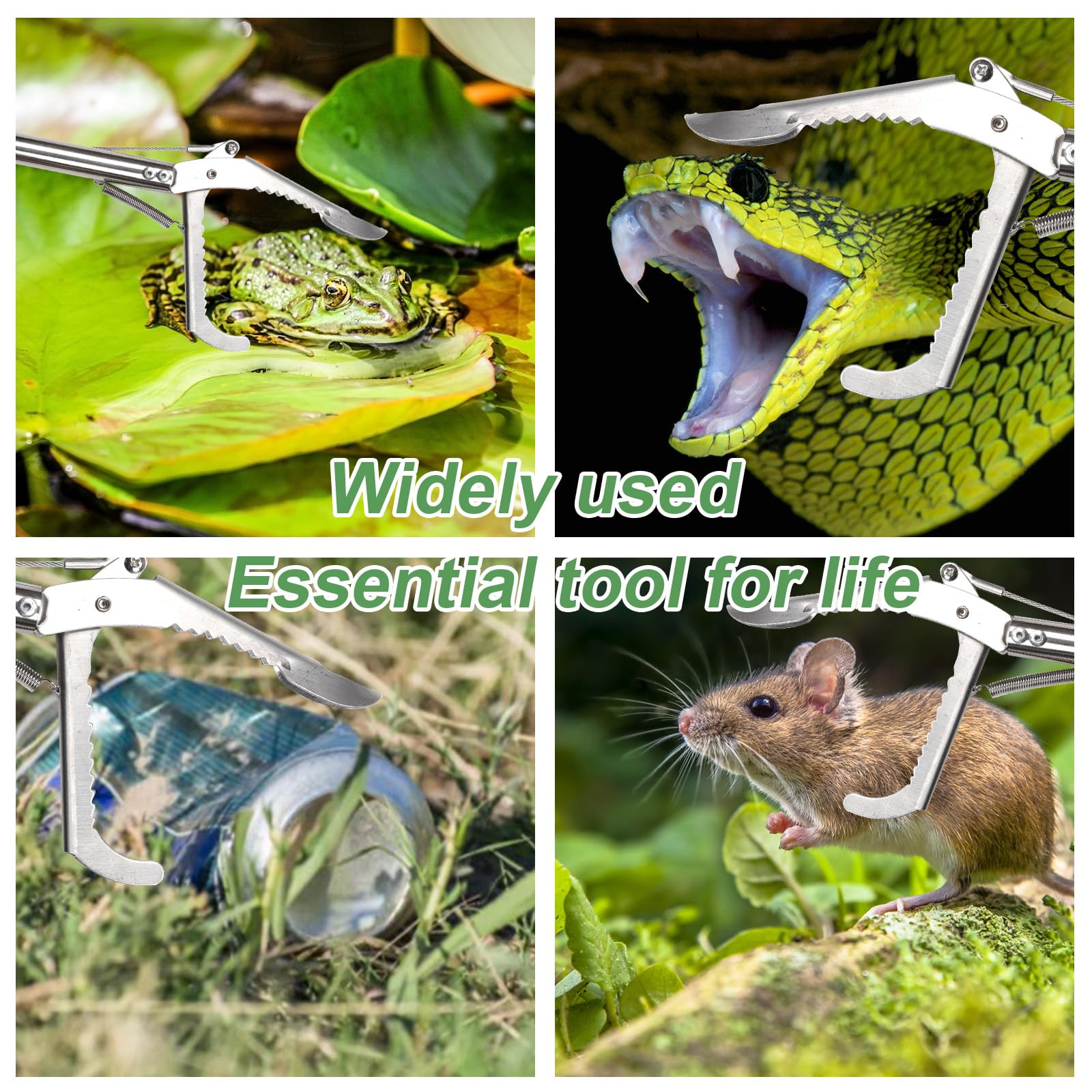 PEUTIER Pinzas Serpientes, Mandíbulas Anchas Pinzas Serpientes con Bolsa Serpientes Diseño Dentado Alicates Agarrar Serpientes Herramientas Manipulación Serpientes para Ratones, Recoger Basura