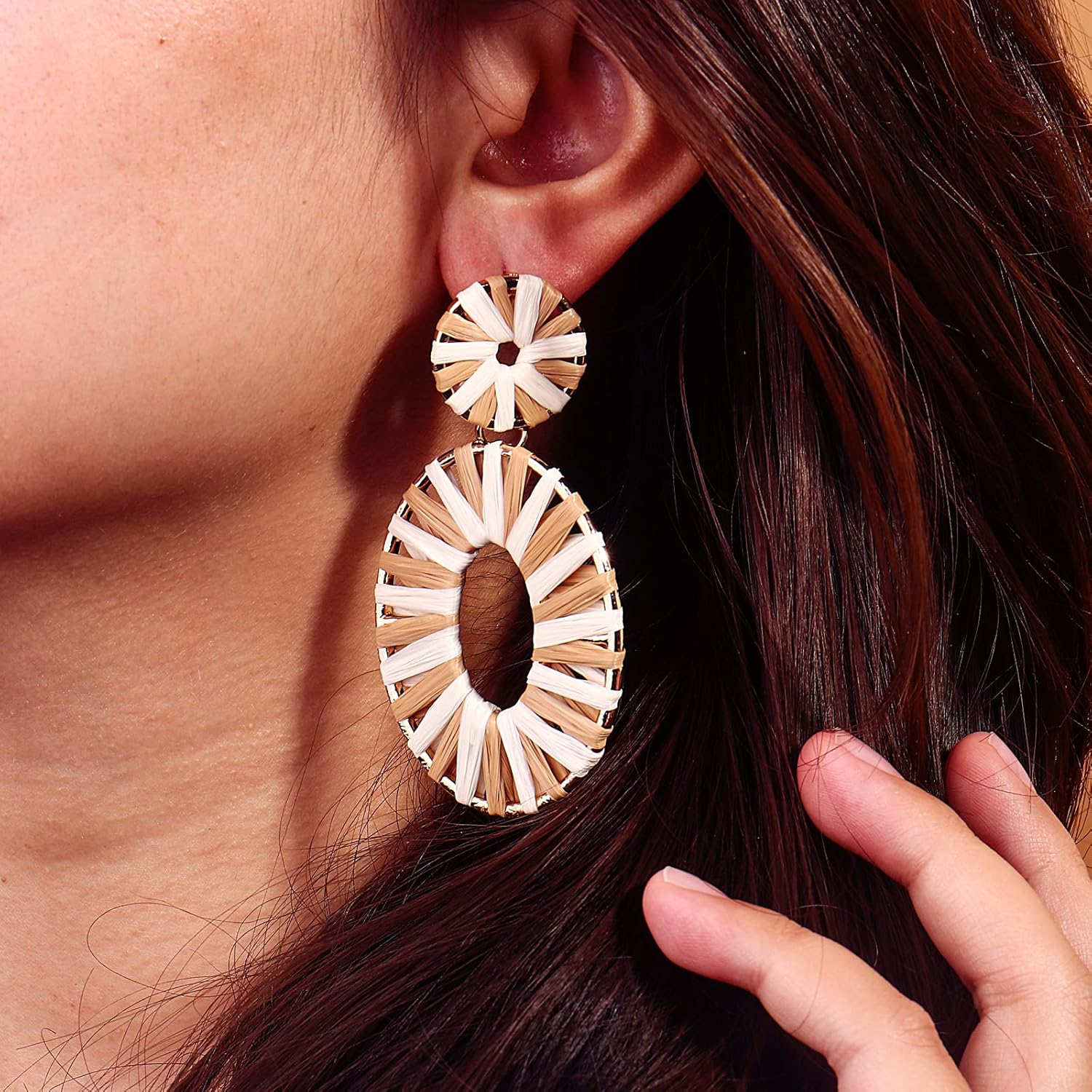 Statement Raffia Earrings Boho Drop Dangle Earrings for Women Handmade Fashion Earring Bohemian Gift Jewelry for Girls - Image 2