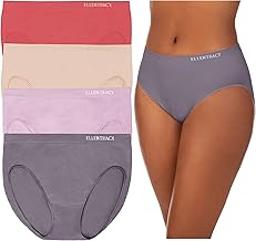 ELLEN TRACY Women’s High Cut Brief Panties Breathable Seamless Underwear 4-Pack Multipack (Regular & Plus Size)