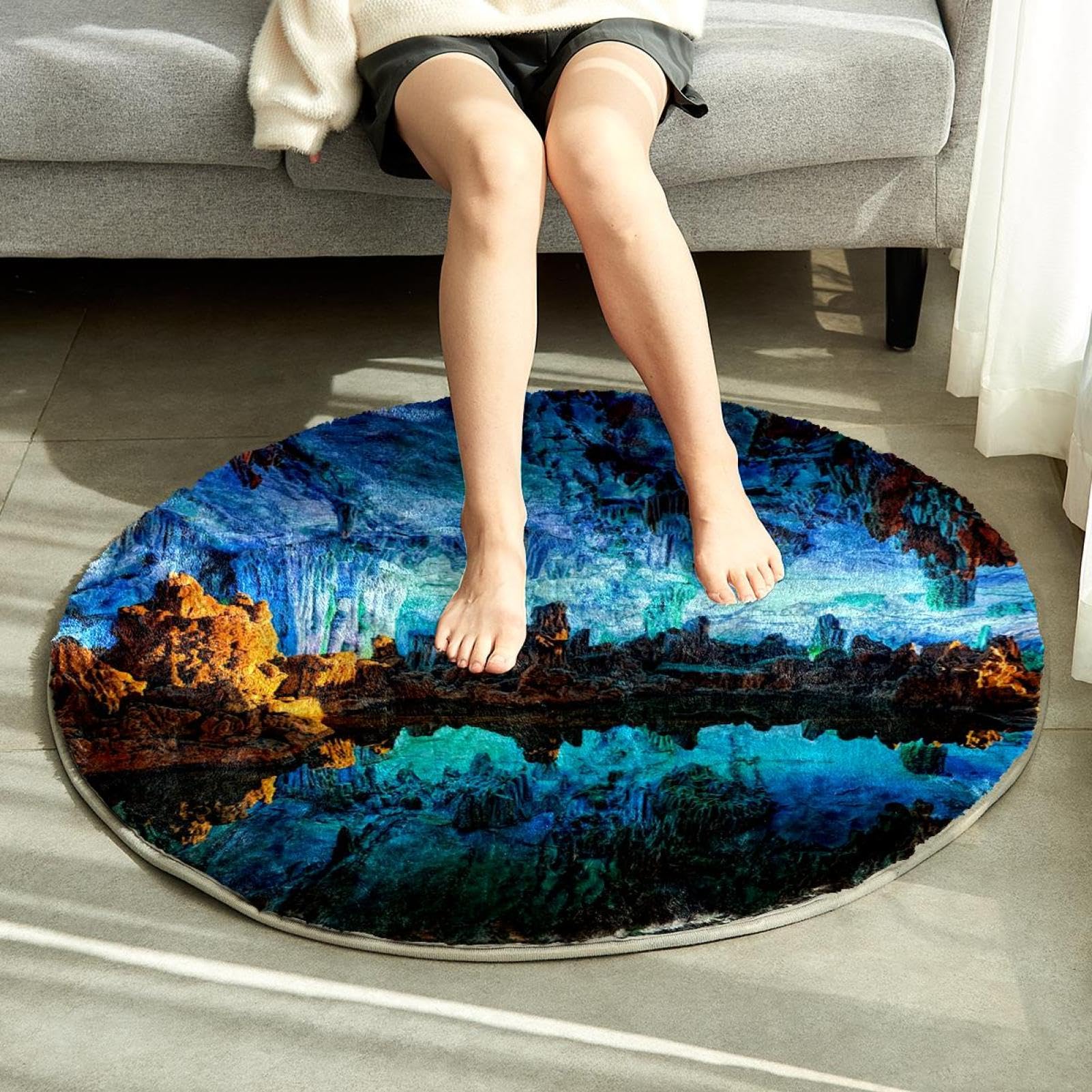 Alfombra suave y esponjosa de 80 cm para sala de estar, dormitorio, alfombra antideslizante natural, alfombra lavable para dormitorio, área de juegos, habitación de los niños, decoración