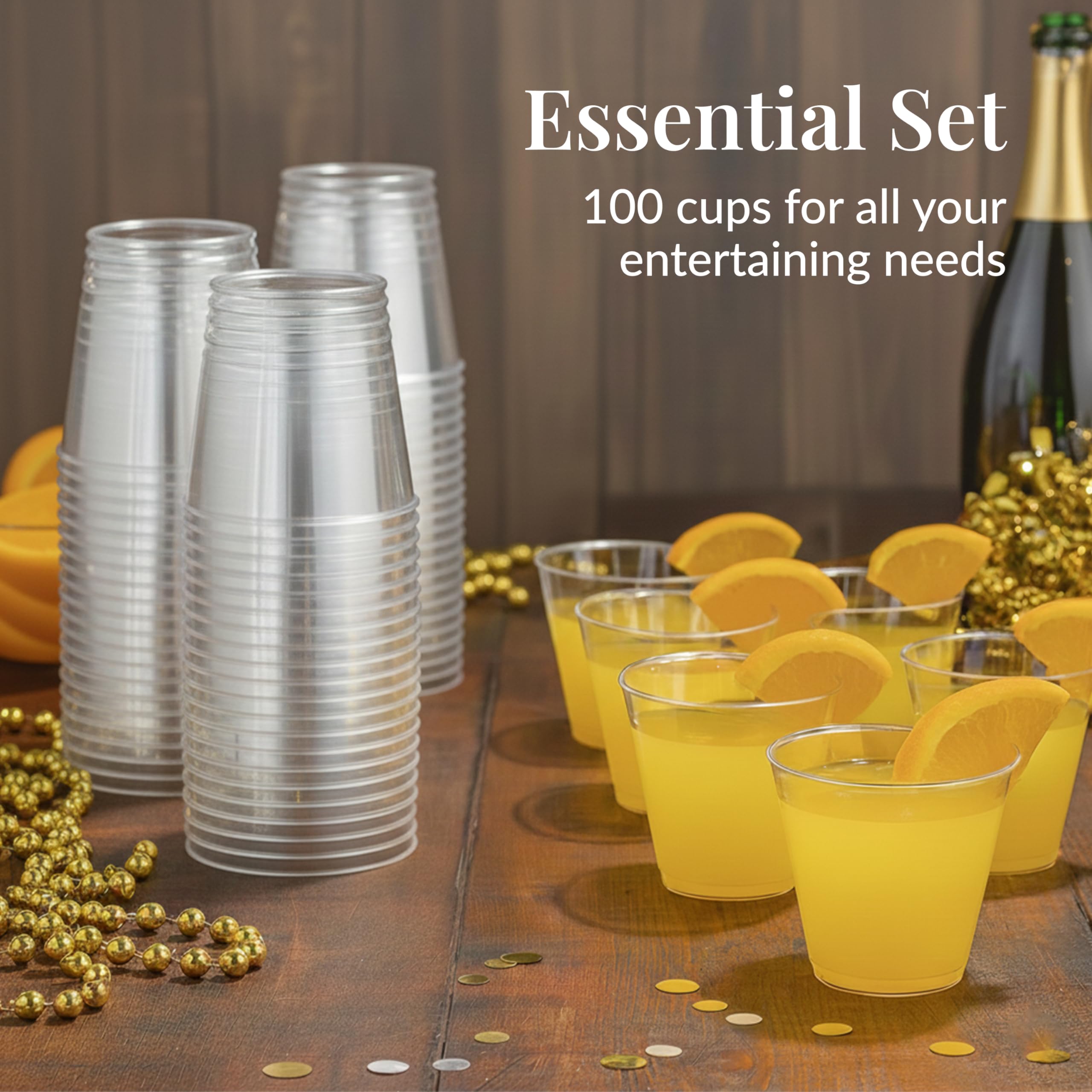 Amazon.com: Prestee Set of 100-5 oz Clear Plastic Cups Hard Disposable  Drinkware - Bulk Cocktail, Wine and Punch Tumblers - Party and Event  Drinking Cups : Health & Household
