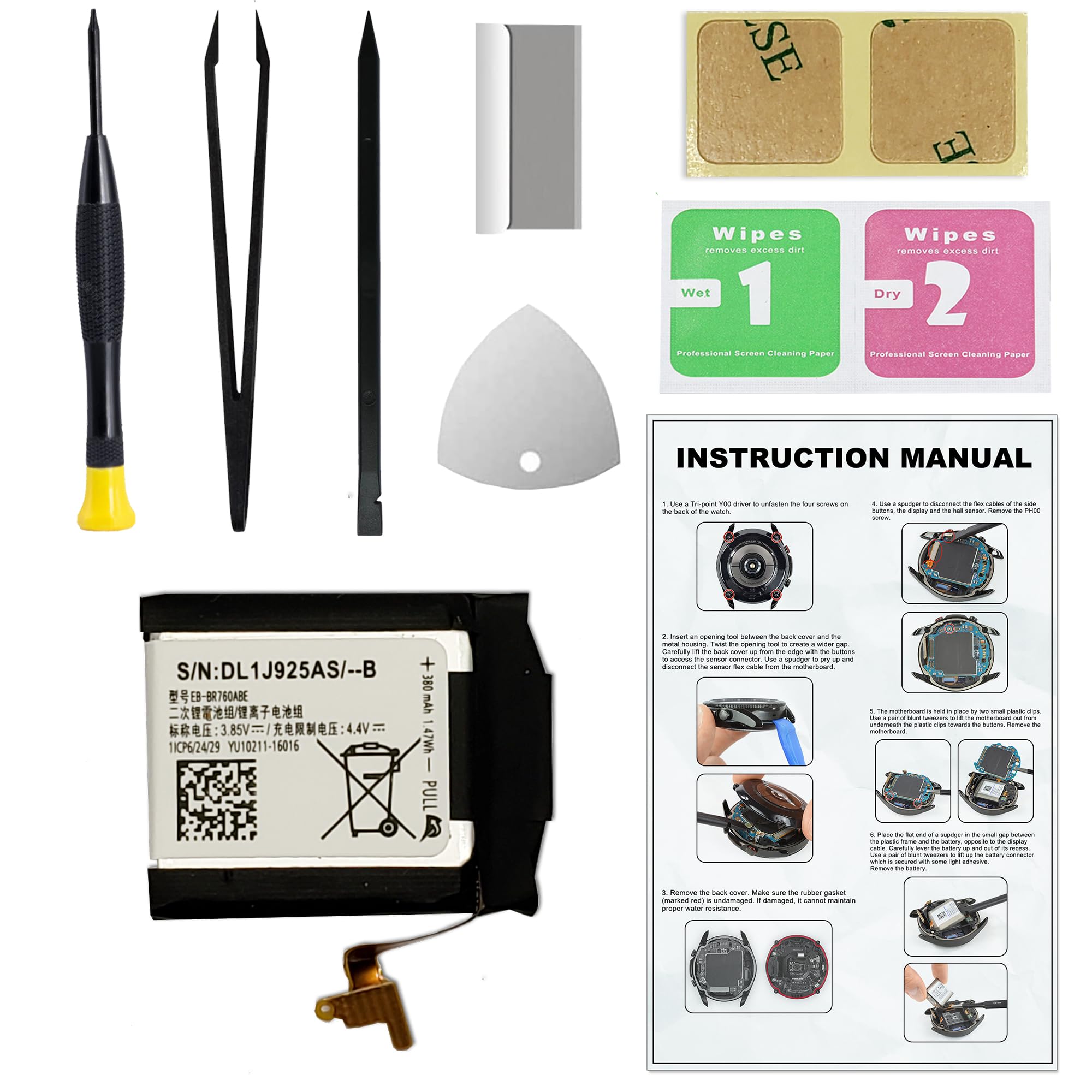 MAXSHARKS EB-BR760ABE for Galaxy Gear S3 Classic & Gear S3 Frontier Battery Replacement, with Tools and Electronic Interaction