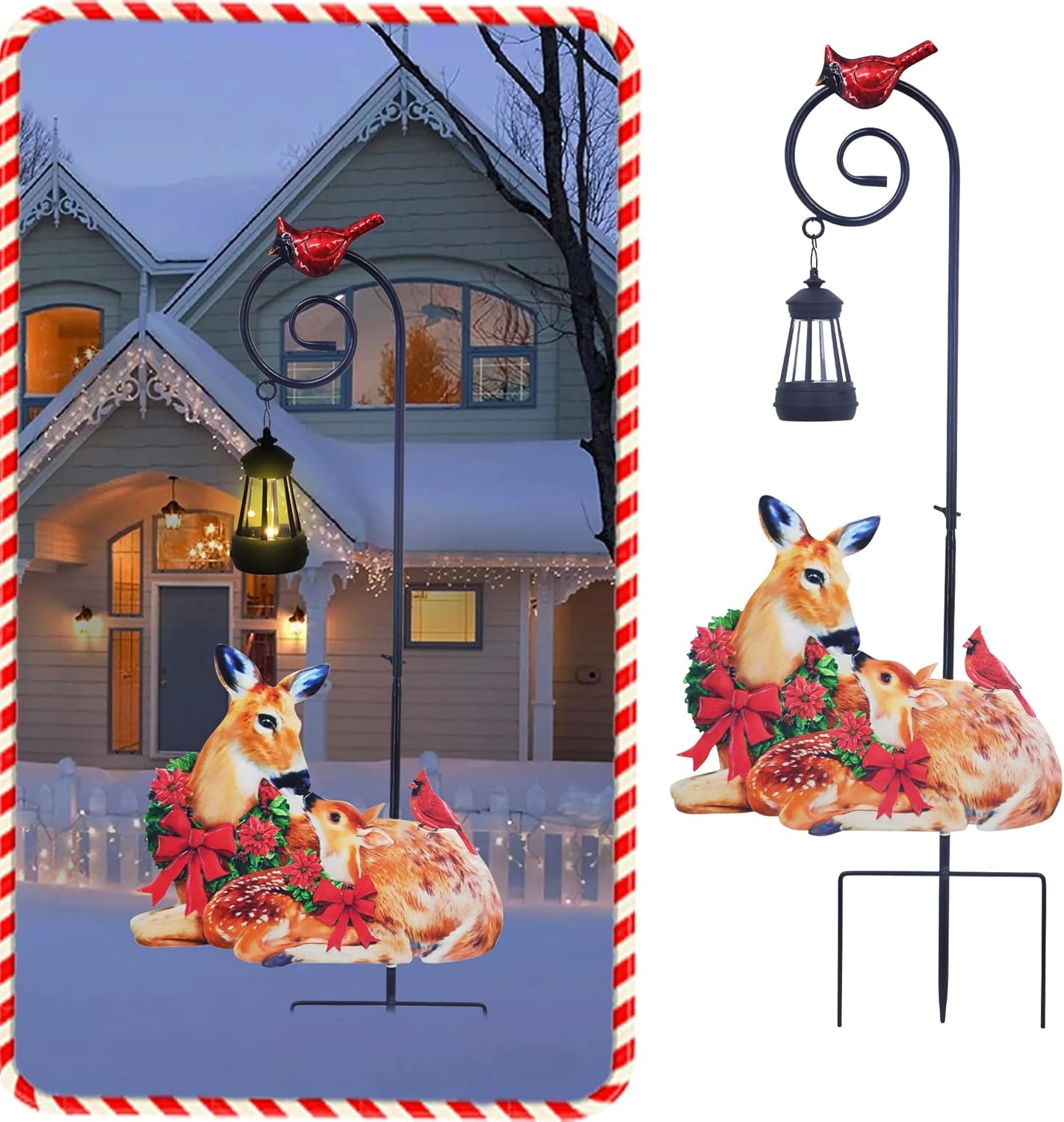 Deer Garden Metal Stake with Solar Light, Outdoor Solar lamp Decoration, Deer Lantern for Outdoor Garden Lawn Patio