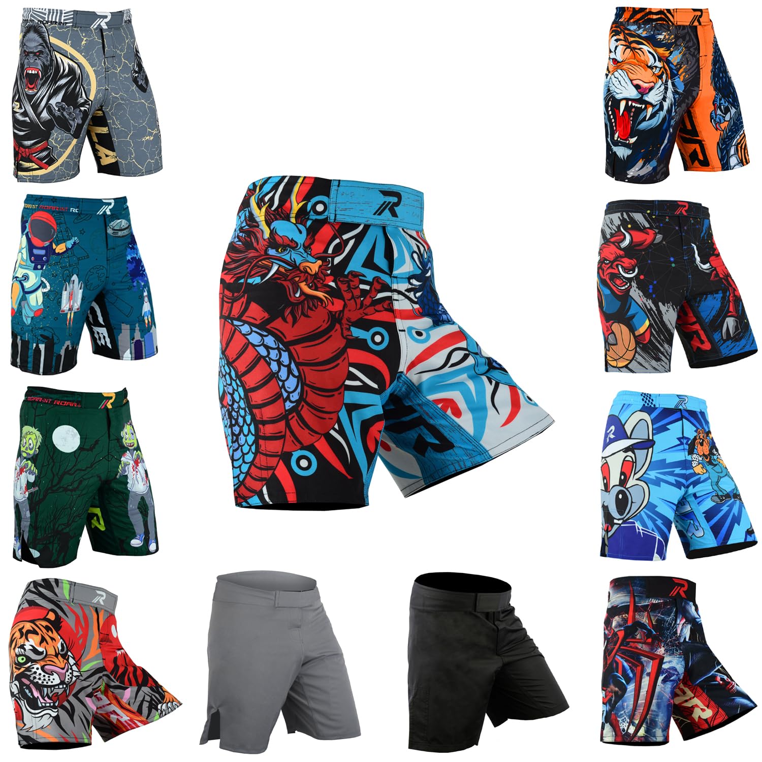 ROAR-INT Kids Mixed Martial Arts MMA Shorts BJJ Cross Training Gym Boxing Grappling Kickboxing Muay Thai Workout Shorts