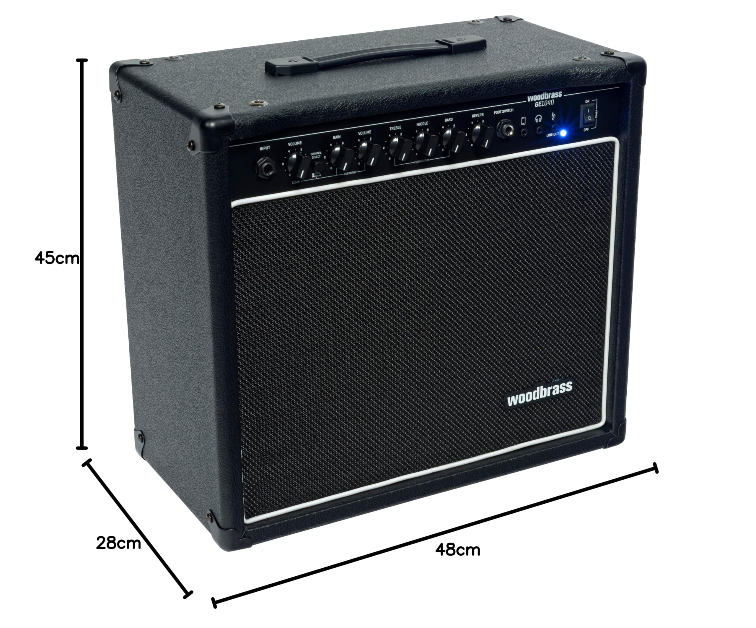 Woodbrass GE1040 Amplificatore Combo per Chitarra Elettrica - Amplificatore 40W ideale per Chitarristi principianti e dilettanti - Multiuso, Reverb, Presa Cuffie: Perfetto per giocare a casa o sul