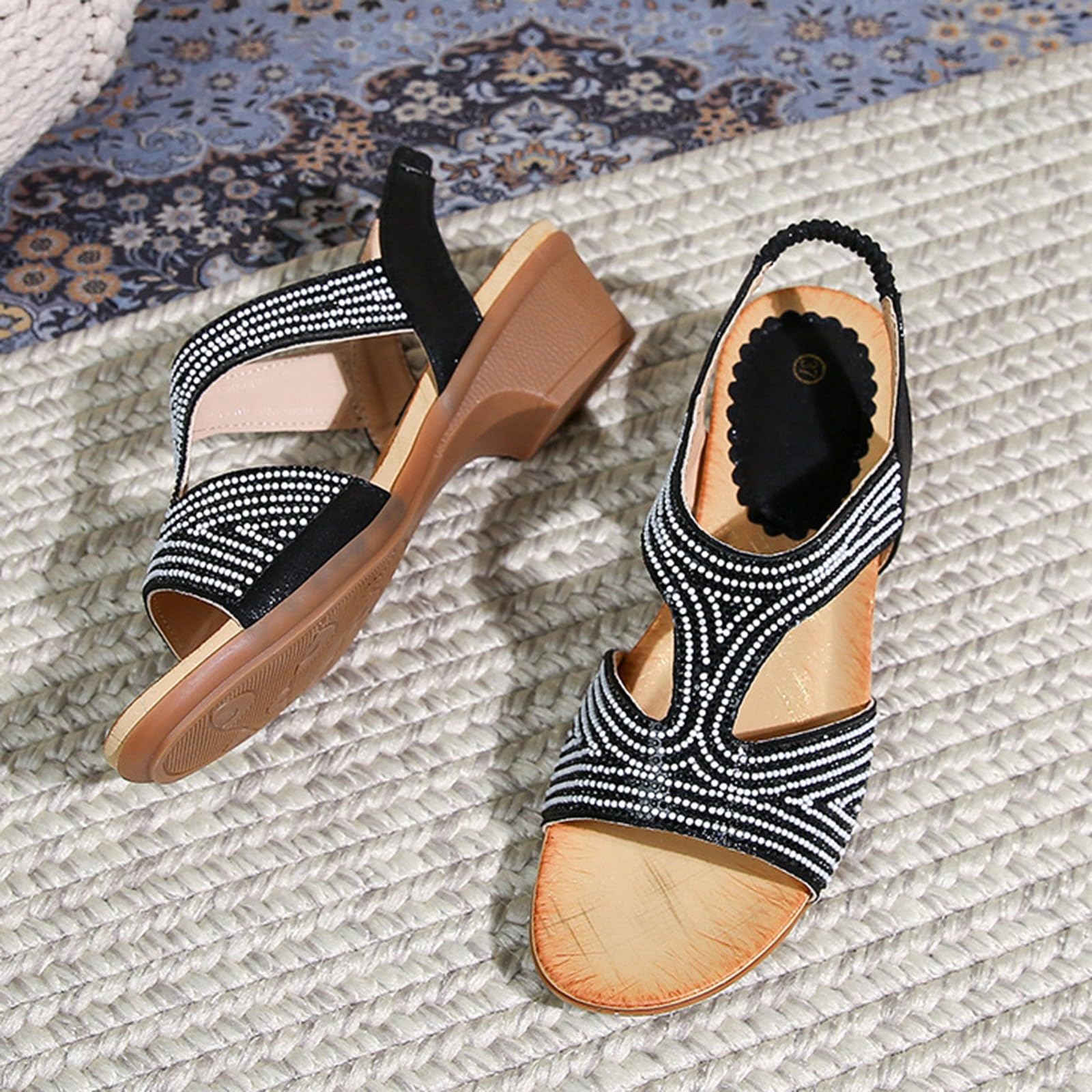 Generico Sandales Femme éTé Confortables LéGèRes AntidéRapantes Semelle Souple Respirantes Chaussures Femme éTé Mode Mules OrthopéDiques Pieds Larges Ville Vacances