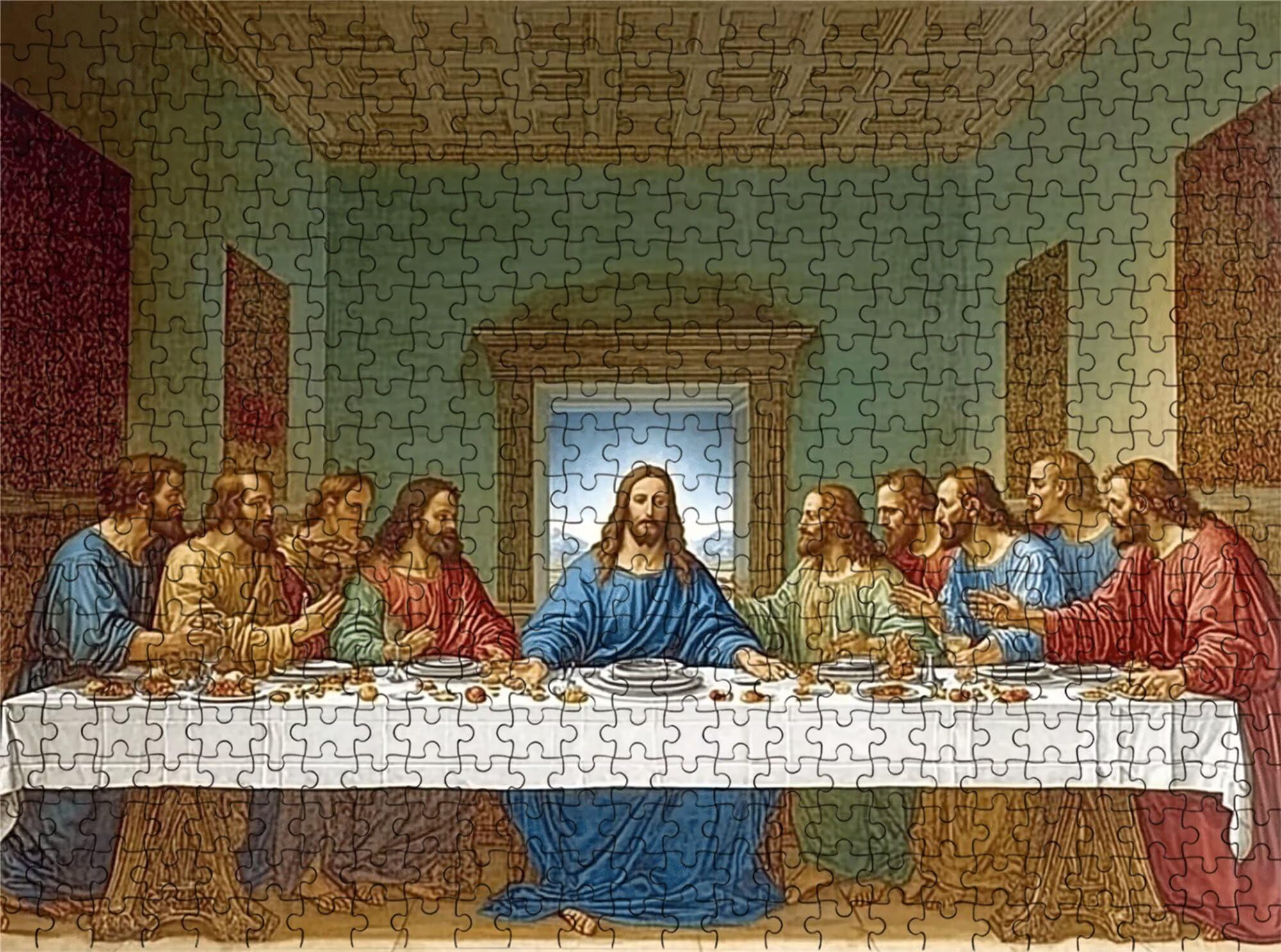 House The Last Supper Puzzle – 5000 puzzli dla dorosłych – tylna strona zawiera przewodniki z drukowanymi literami – elementy pasują do siebie przytulnie – drewniane puzzle dla dorosłych 150 x 100 cm