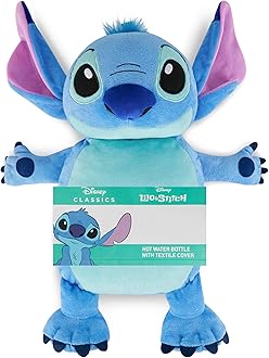 Disney Stitch Hot Water Bottle, Hot Water Bag with Soft Cover Hand Feet Warmer for Period Pain Neck Shoulder Muscle Joint Pain Relief, Stitch Gifts (Stitch 3D_750 ML)