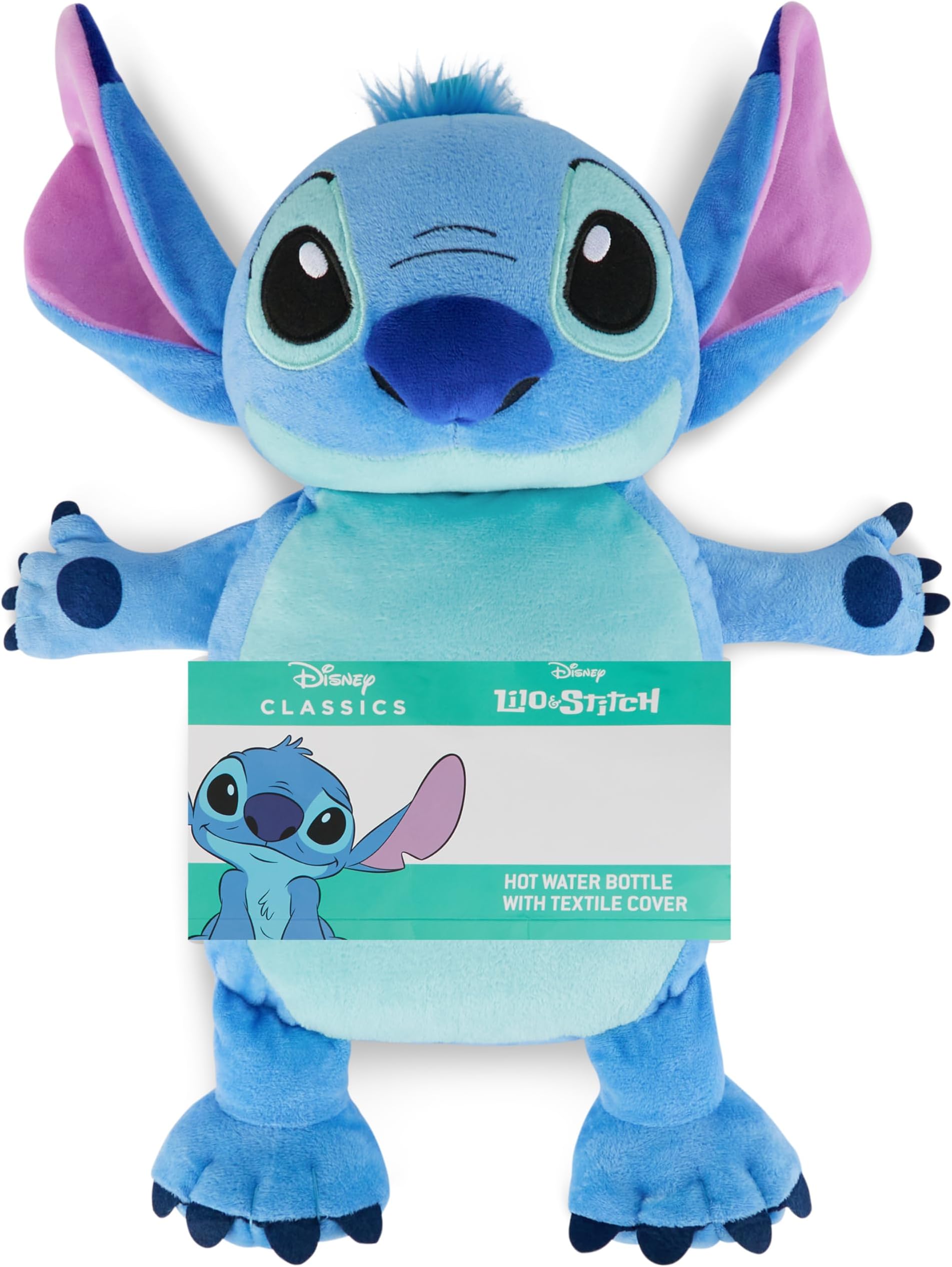 Disney Stitch Hot Water Bottle, Hot Water Bag with Soft Cover Hand Feet Warmer for Period Pain Neck Shoulder Muscle Joint Pain Relief, Stitch Gifts (Stitch 3D_750 ML)