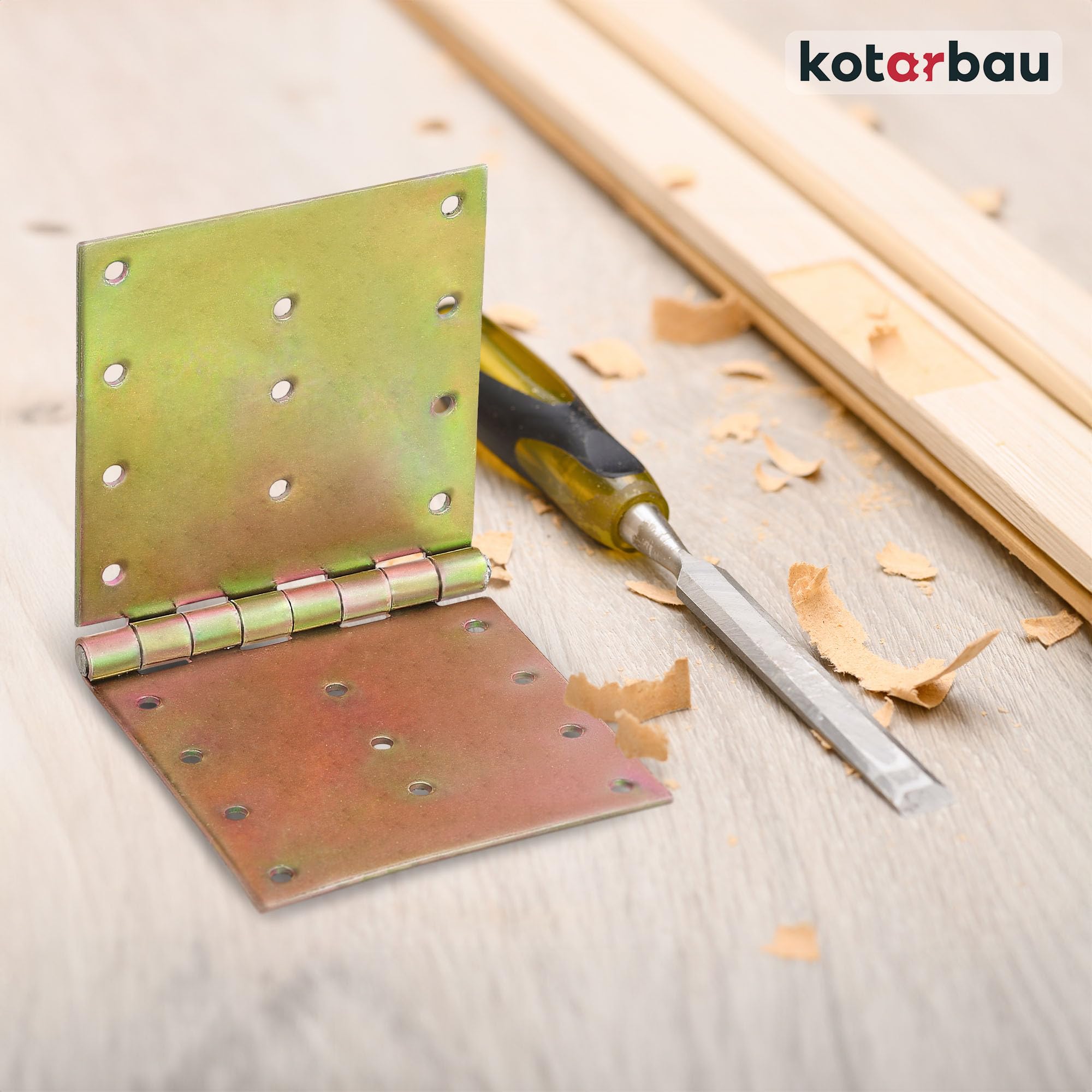 KOTARBAU® Lot de 10 charnières de porte - Roulées - 100 x 200 mm - Galvanisées robustes