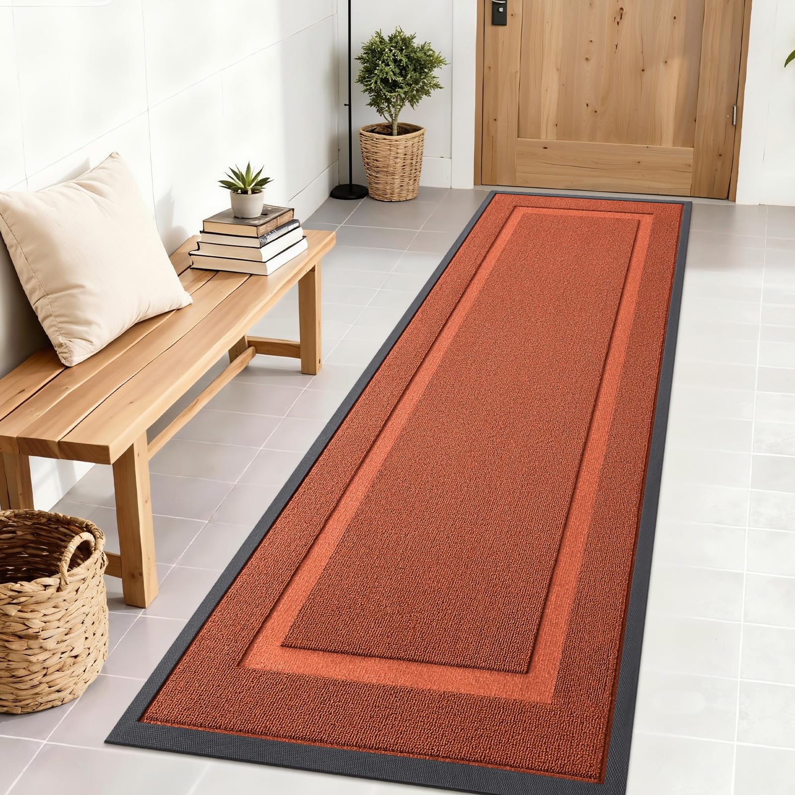 OLANLY Front Door Mat Outside 71x23, All-Season Heavy-Duty Rubber Doormat