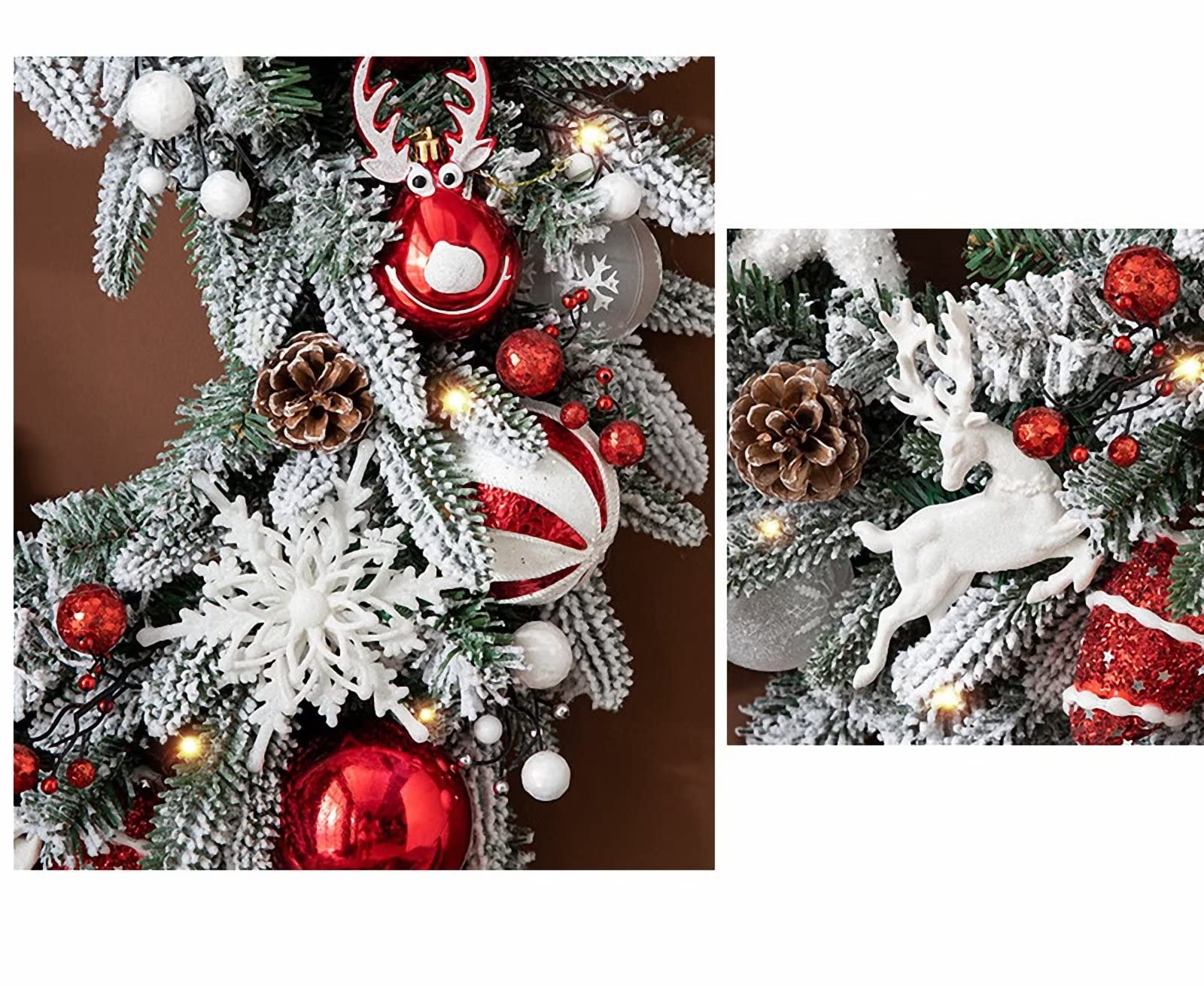 60 cm kunstmatige hortensia, kerstkrans, decoratie, deurkrans, kunstkrans, kunstkrans voor Kerstmis, kunstmatige adventskrans voor huisdeur, huiswanddecoratie of kerstdecoratie, winterversiering
