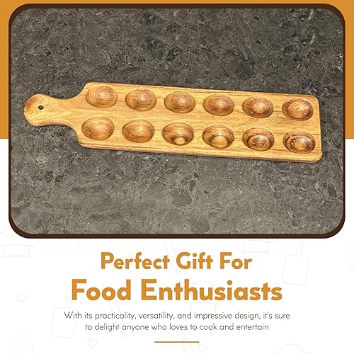 Miniatura 6 de Mrs. M's Floral Cart Plato de huevos Deviled y tabla de embutidos, fabricada con madera de acacia de alta calidad, fácil de lavar y se puede