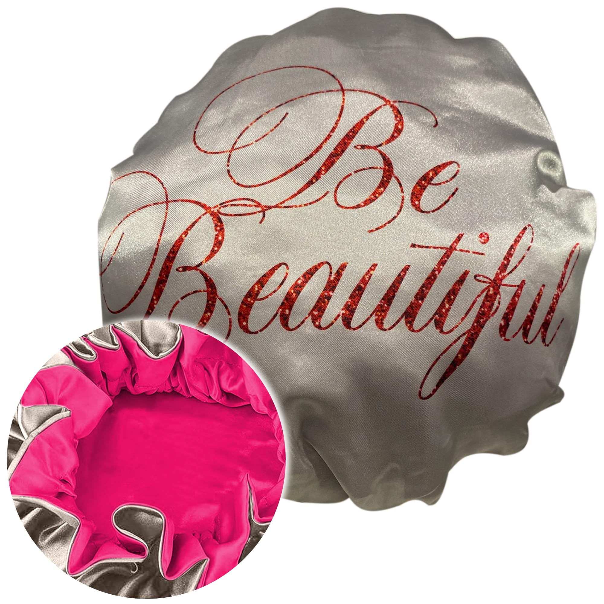 BE BEAUTIFUL EXTENSIONS Ruffle Women Girls Satin Silk Sleeping Night Bonnet Cap for Natural Hair