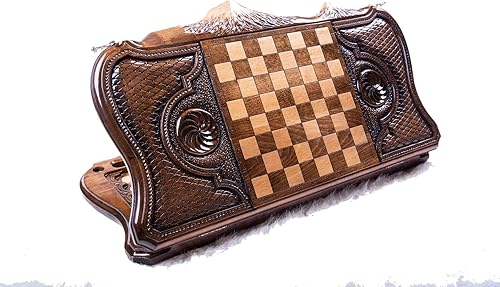 Miniatura 3 de Armenian BACKGAMMON WOODEN BOARD GAME Nardi Nardy checkers chess carving Ararat and Coat of Arm Ornament hand made gift walnut wood table game
