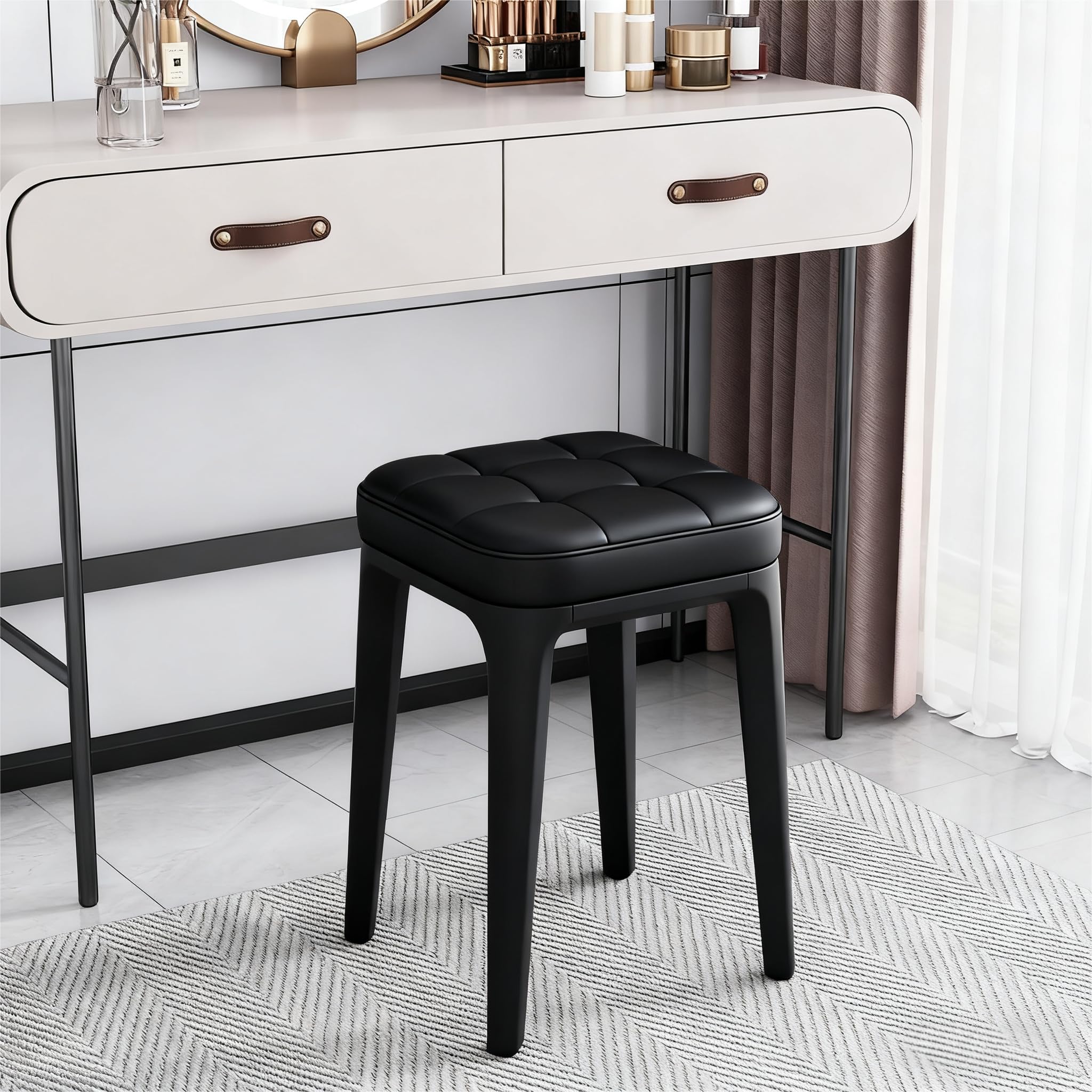 Barhocker-Set mit 2 Stück, rückenfreie Hocker in Gegenhöhe, industrielle stapelbare Barstühle mit Fußstütze für Küche/Esszimmer/Bistro/Terrasse (Schwarz 9)