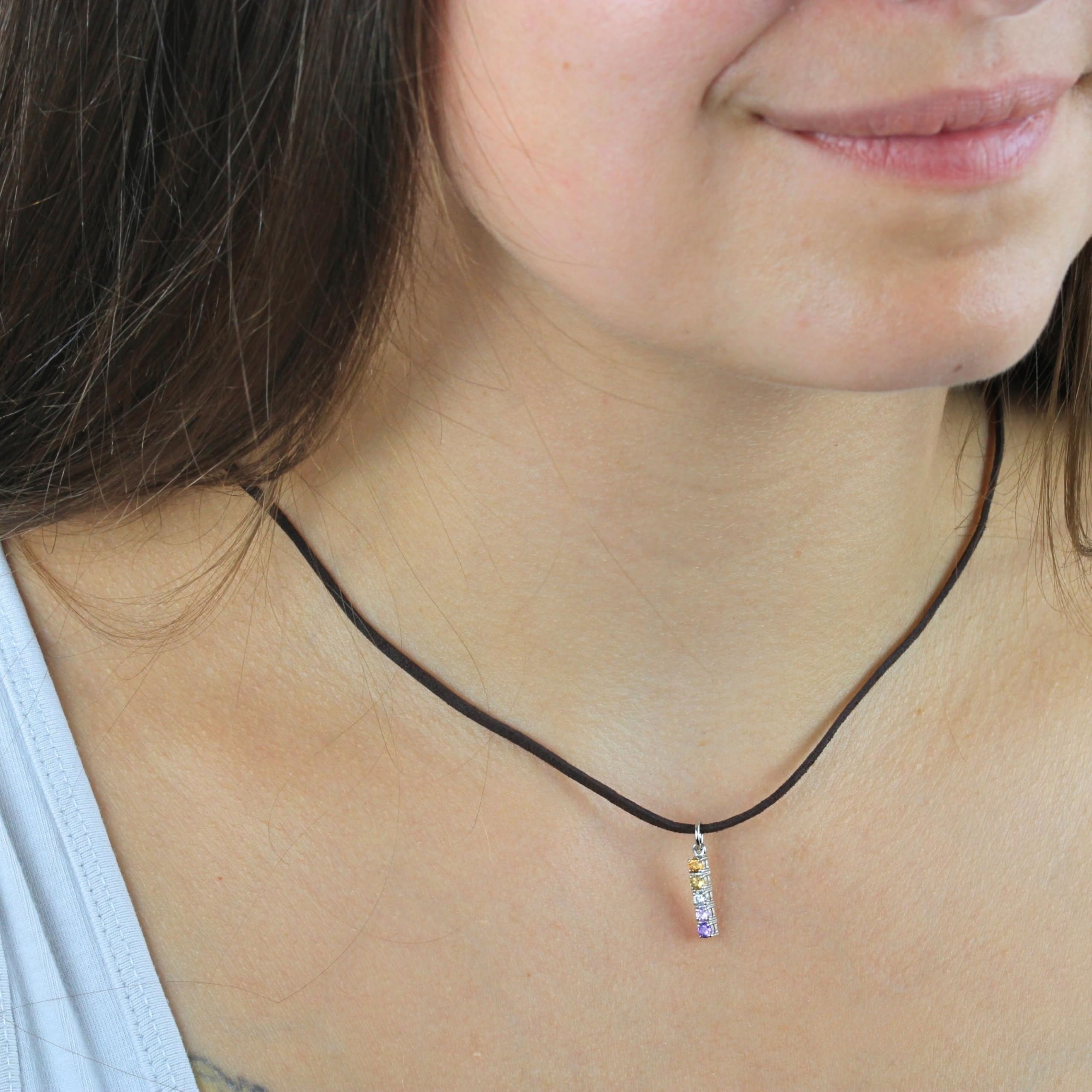 LGBTQ Pride bandiera ciondolo charm collana in argento sterling 925 con pietre, placcato platino o oro, arcobaleno Lesbian Trans Gay Bi Pan Non Binary gioiello regalo Queer LGBT