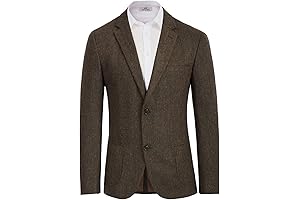 Herringbone Tweed Blazer with Elbow Patches for Men