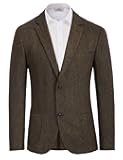 Men's Herringbone Tweed Blazer British Wool Blend Sport Coat Jacket