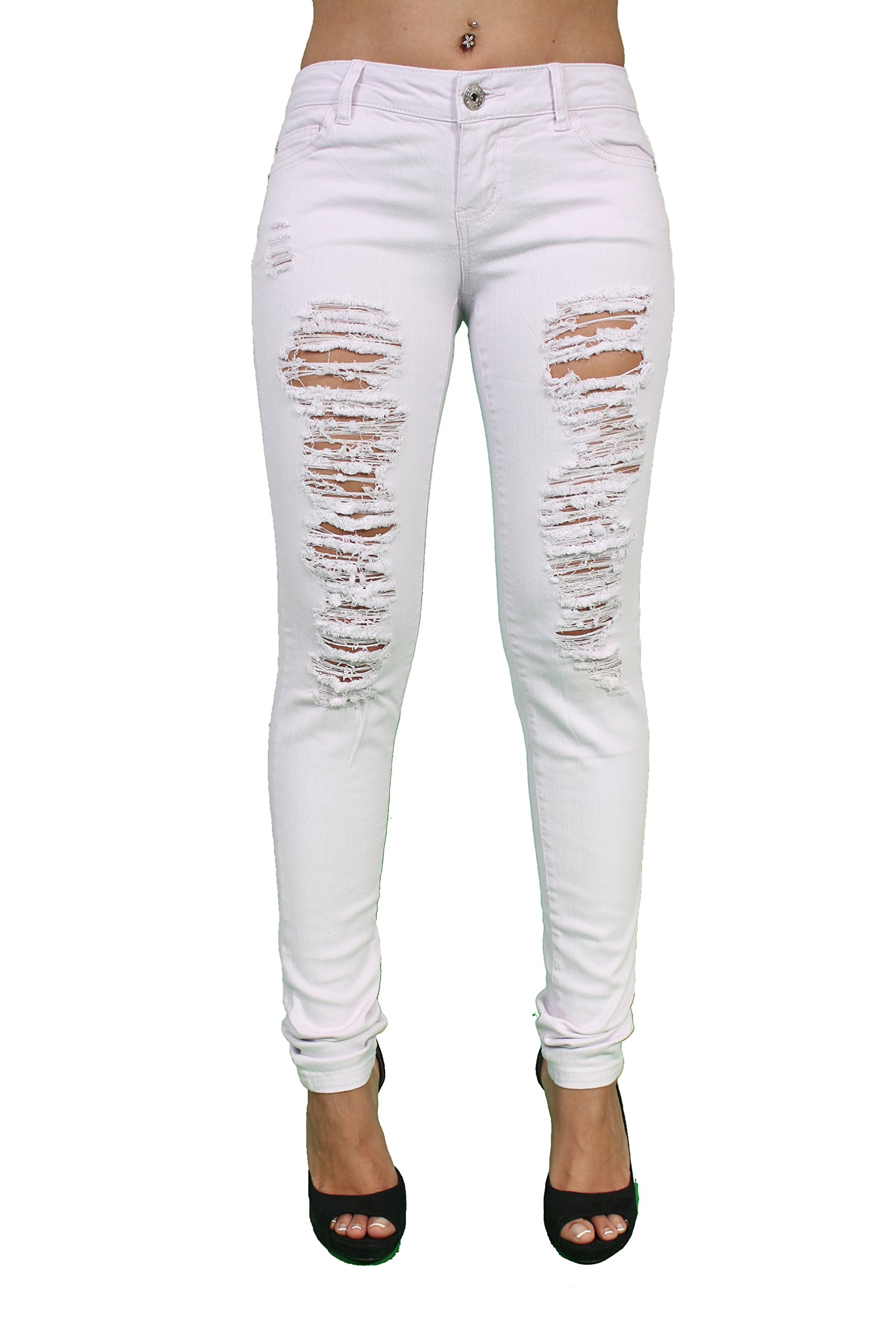 Pastel Color Ripped Skinny Leg Jeans By CP CJ20141F11